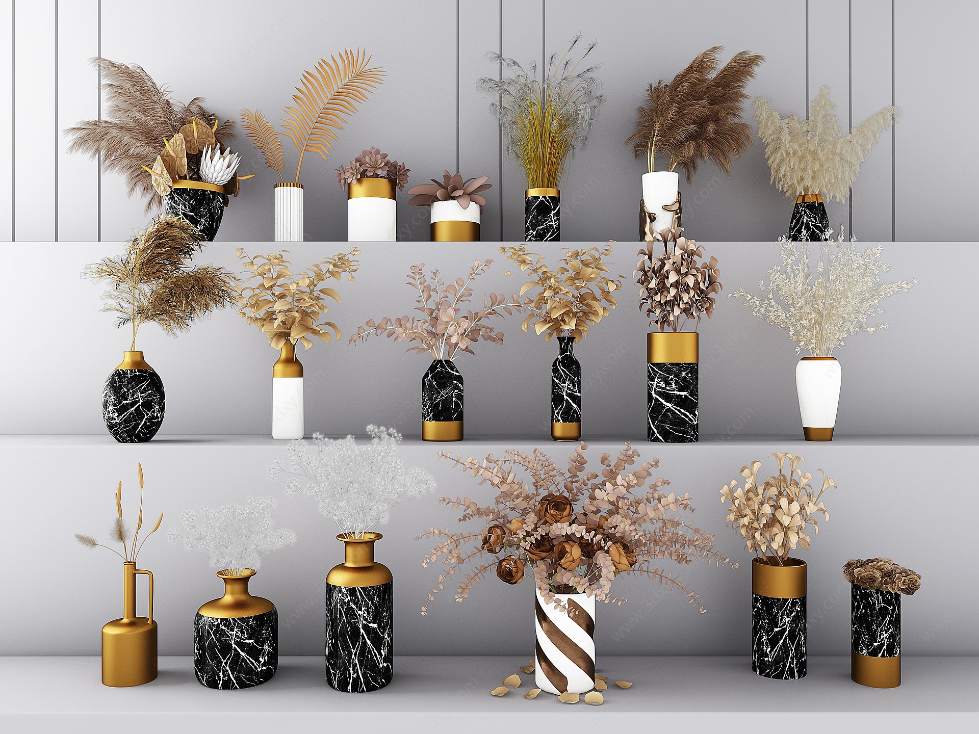 现代花瓶花艺饰品摆件3D模型