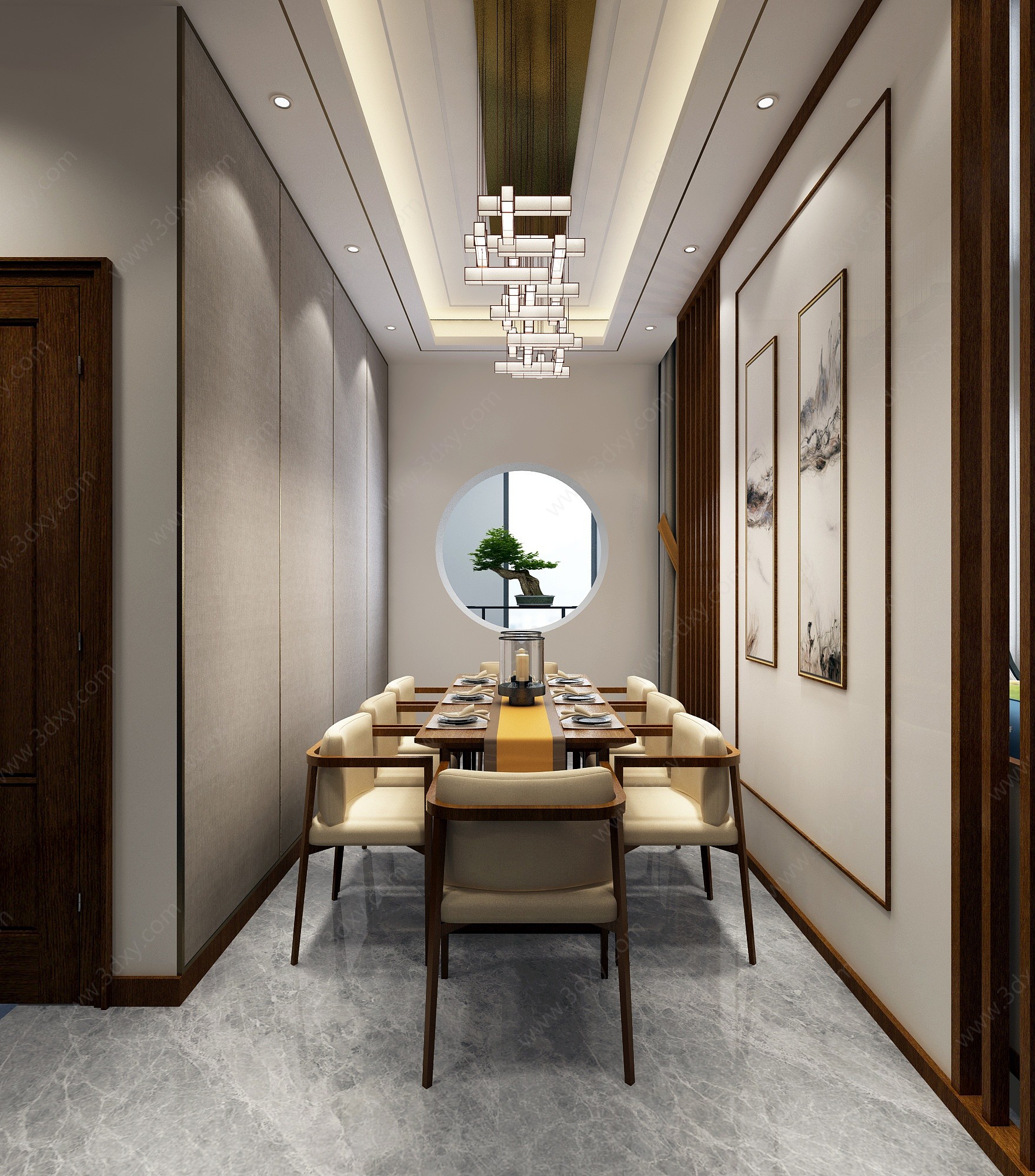 新中式客厅别墅3D模型
