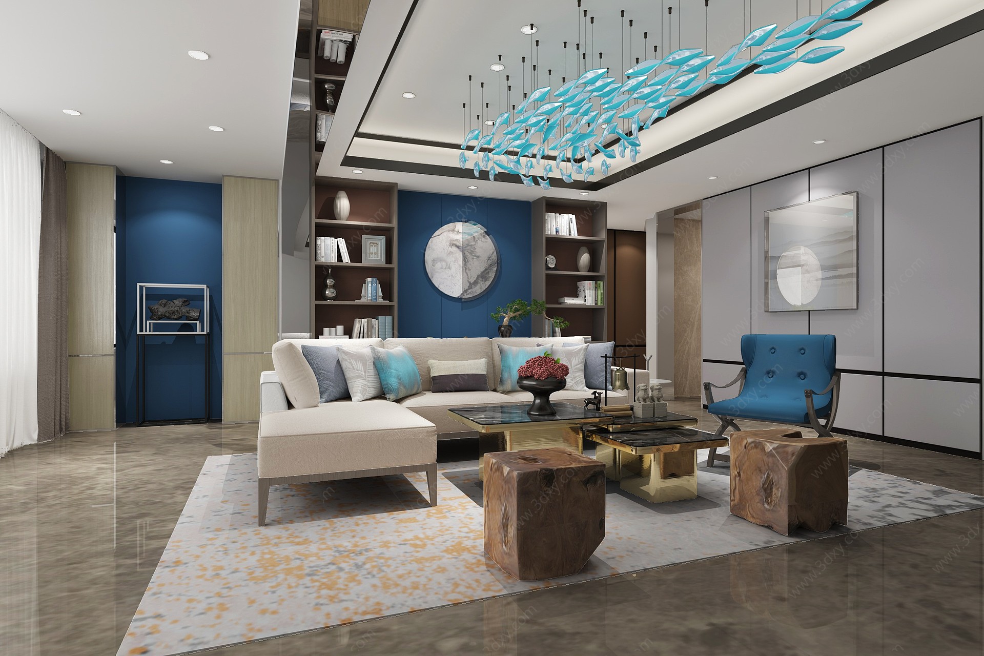 新中式客厅新中式沙发组合3D模型