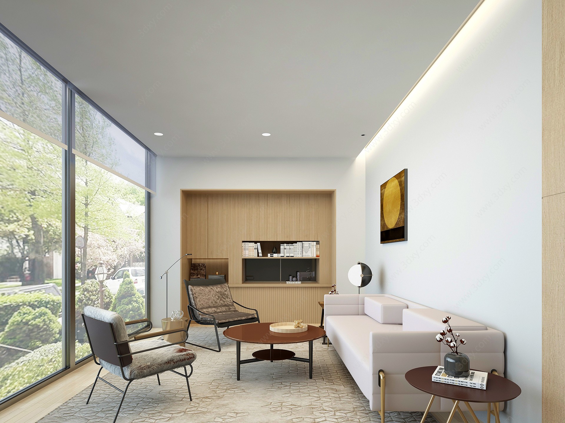 现代会客厅沙发组合3D模型