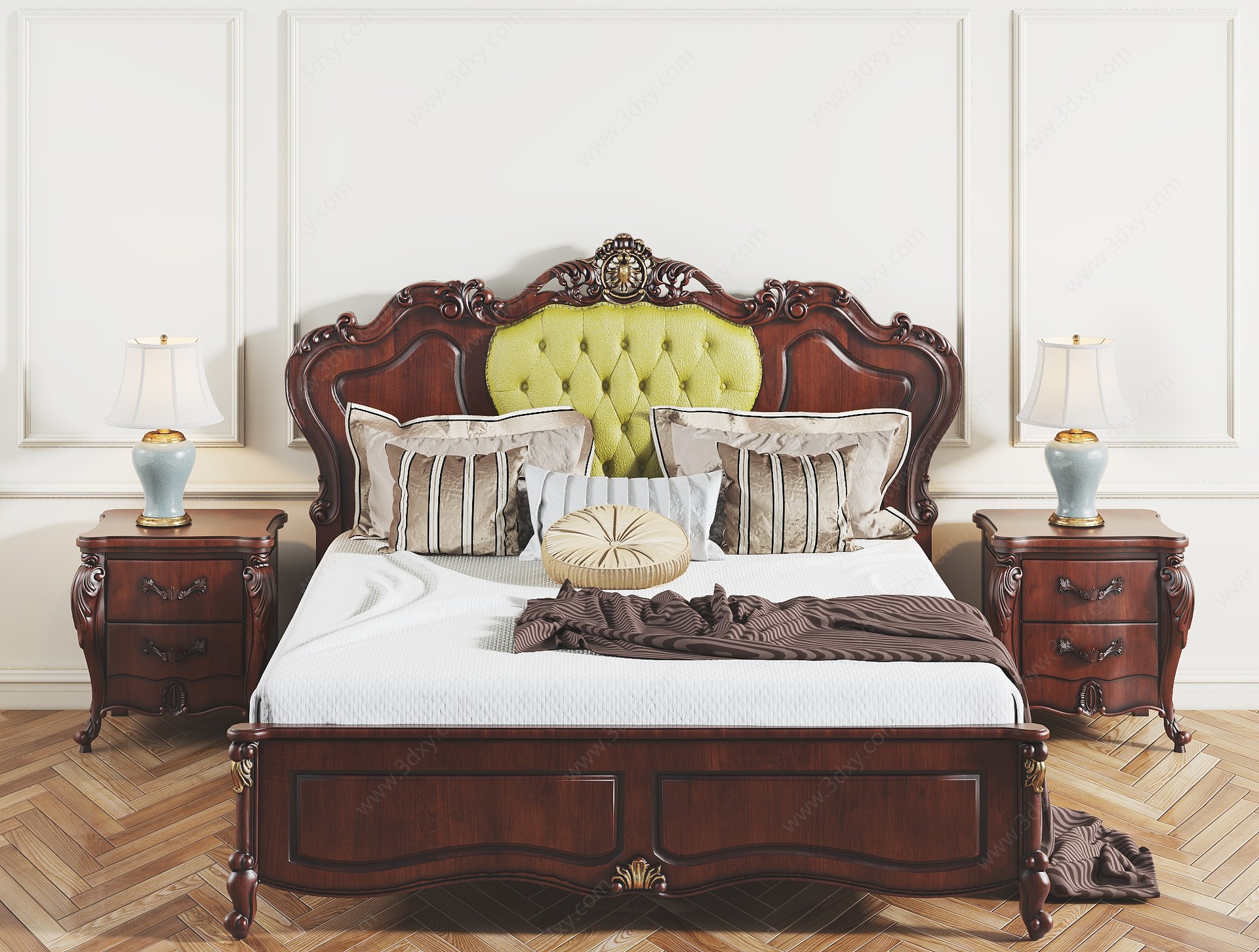 欧式古典欧式床风格组合3D模型