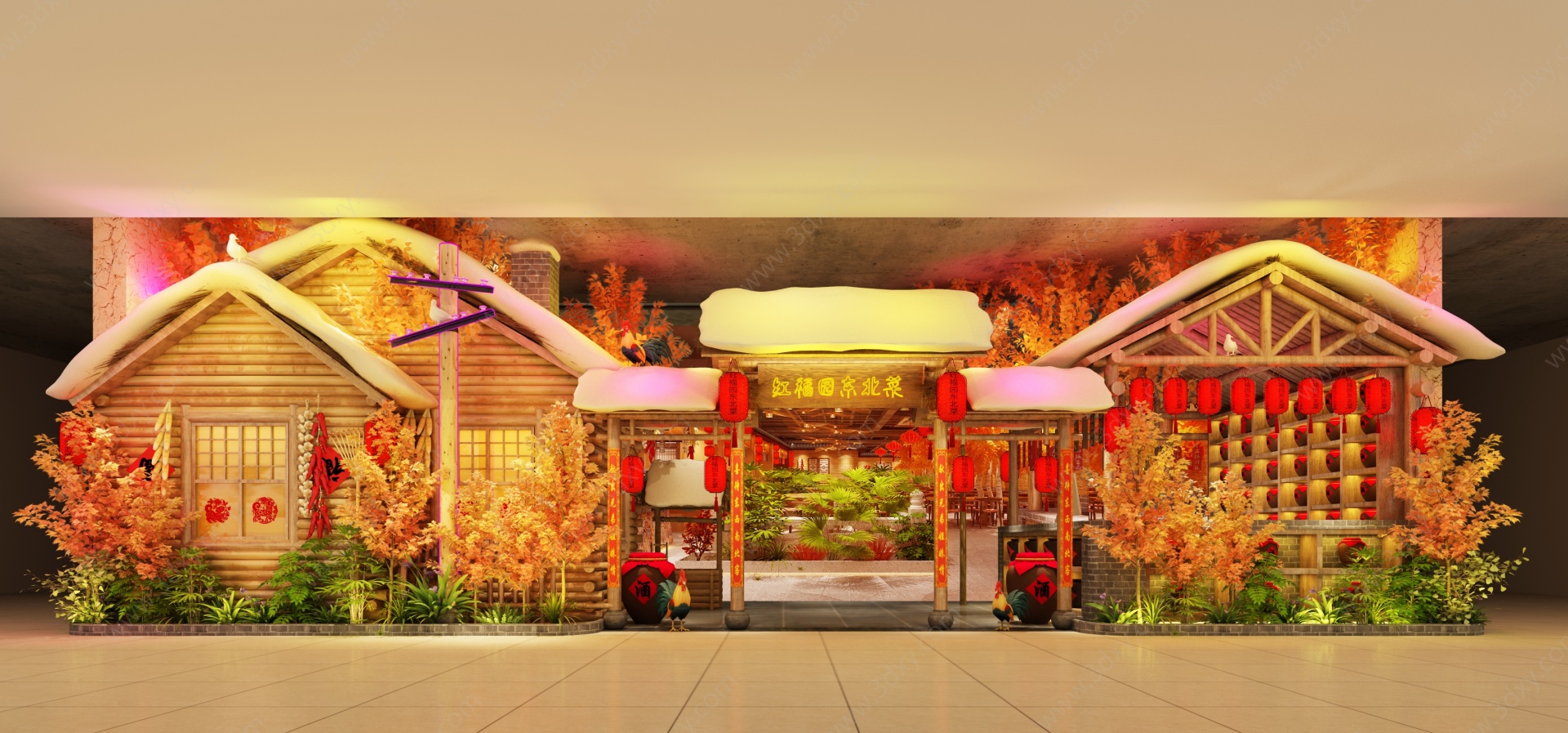 中式主题餐厅3D模型