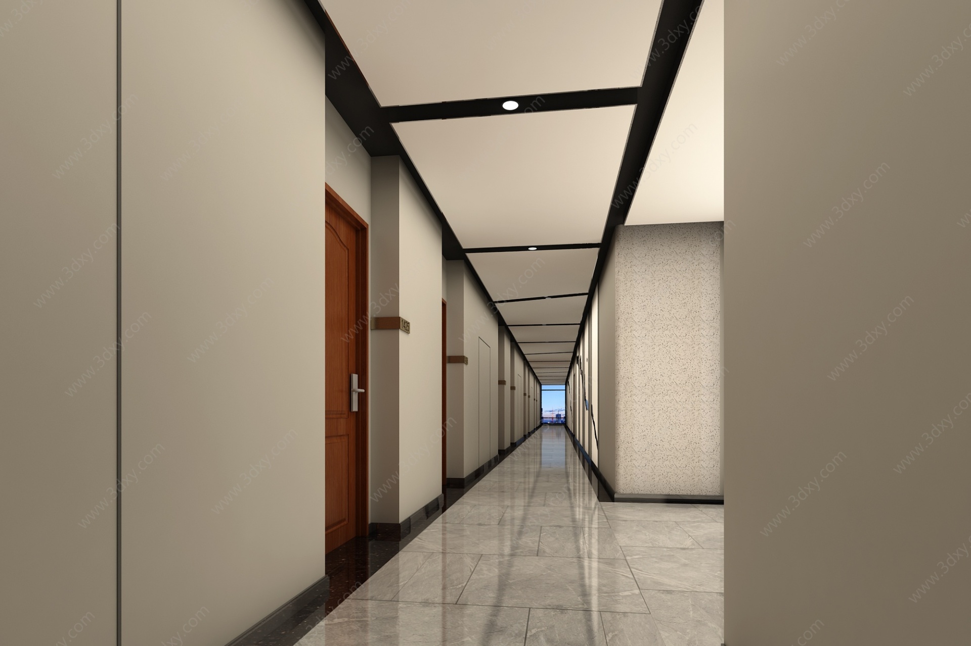 现代酒店走廊过道3D模型