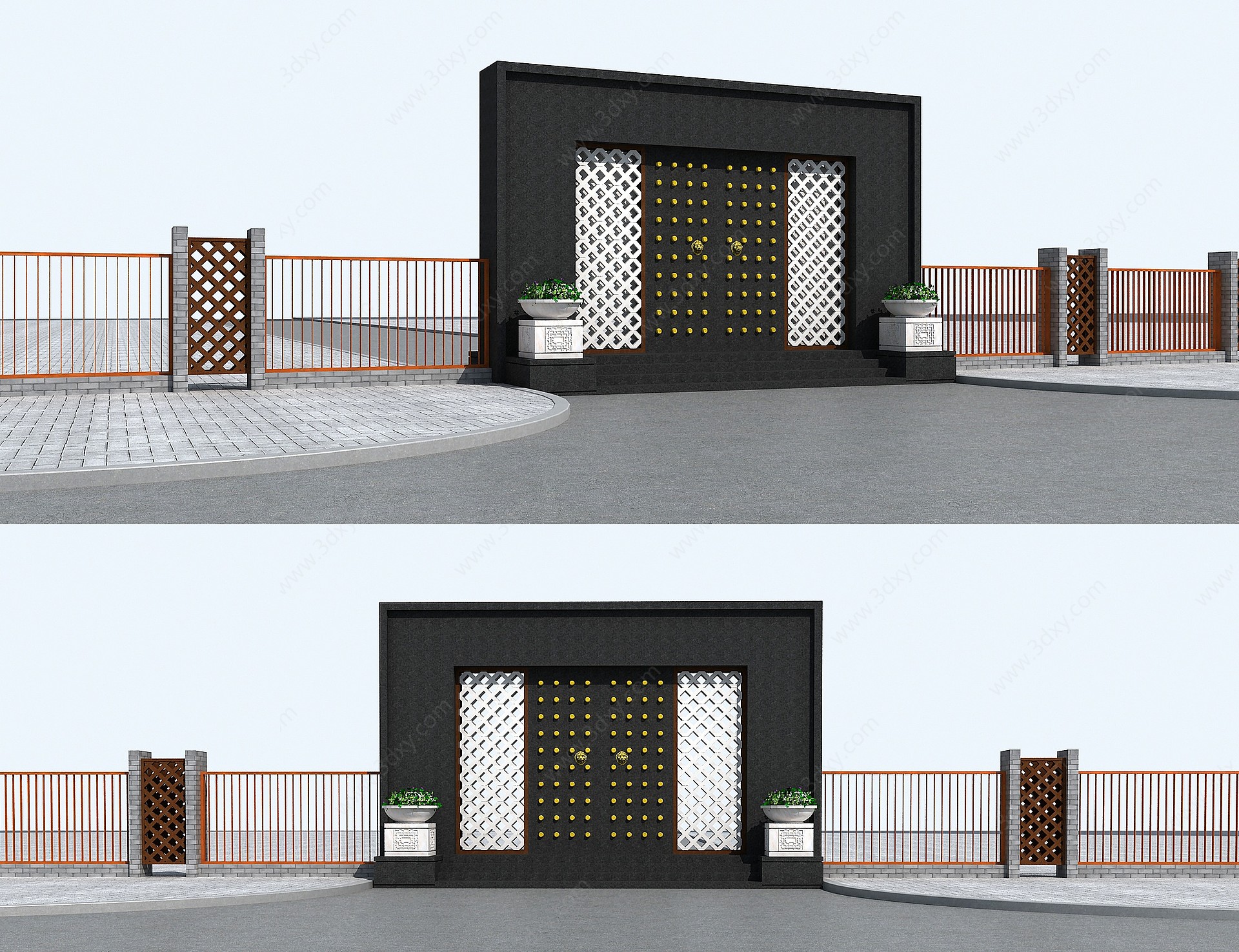 新中式大门入口门房3D模型
