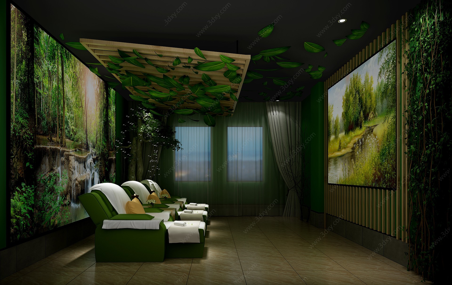 现代热带雨林主题足浴中心3D模型