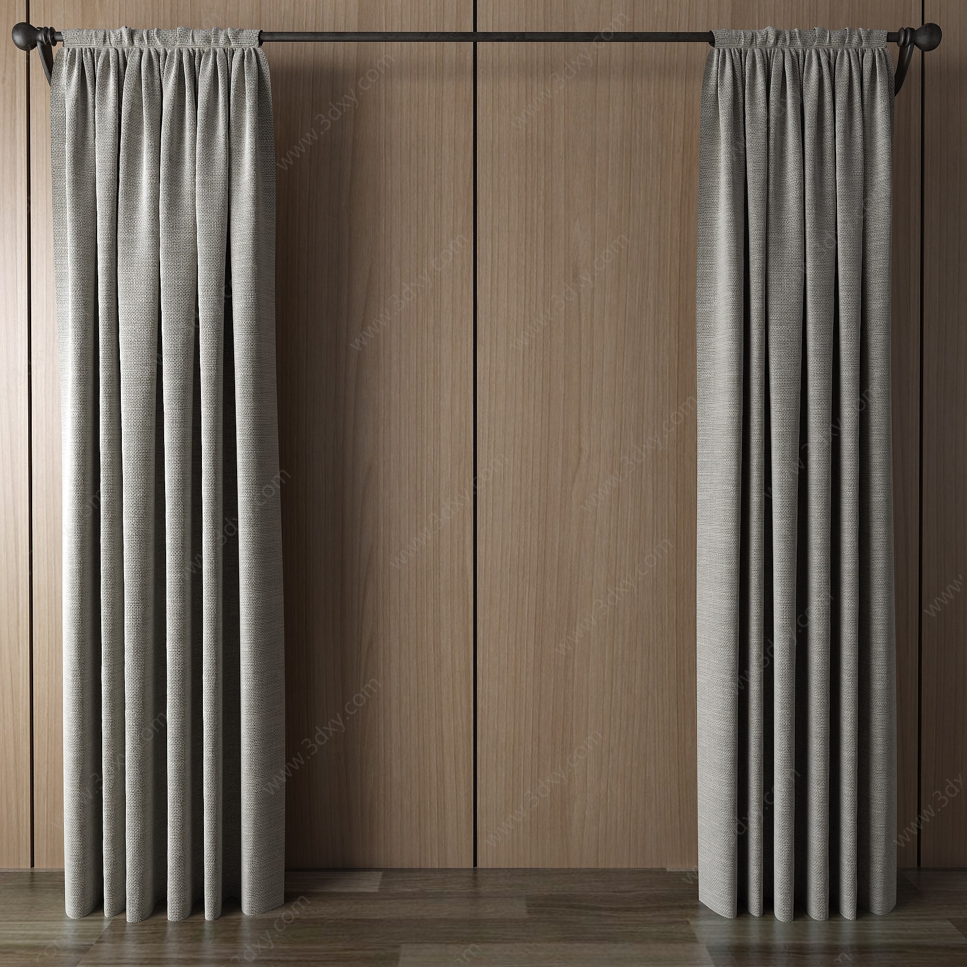 现代窗帘挂帘双层帘3D模型