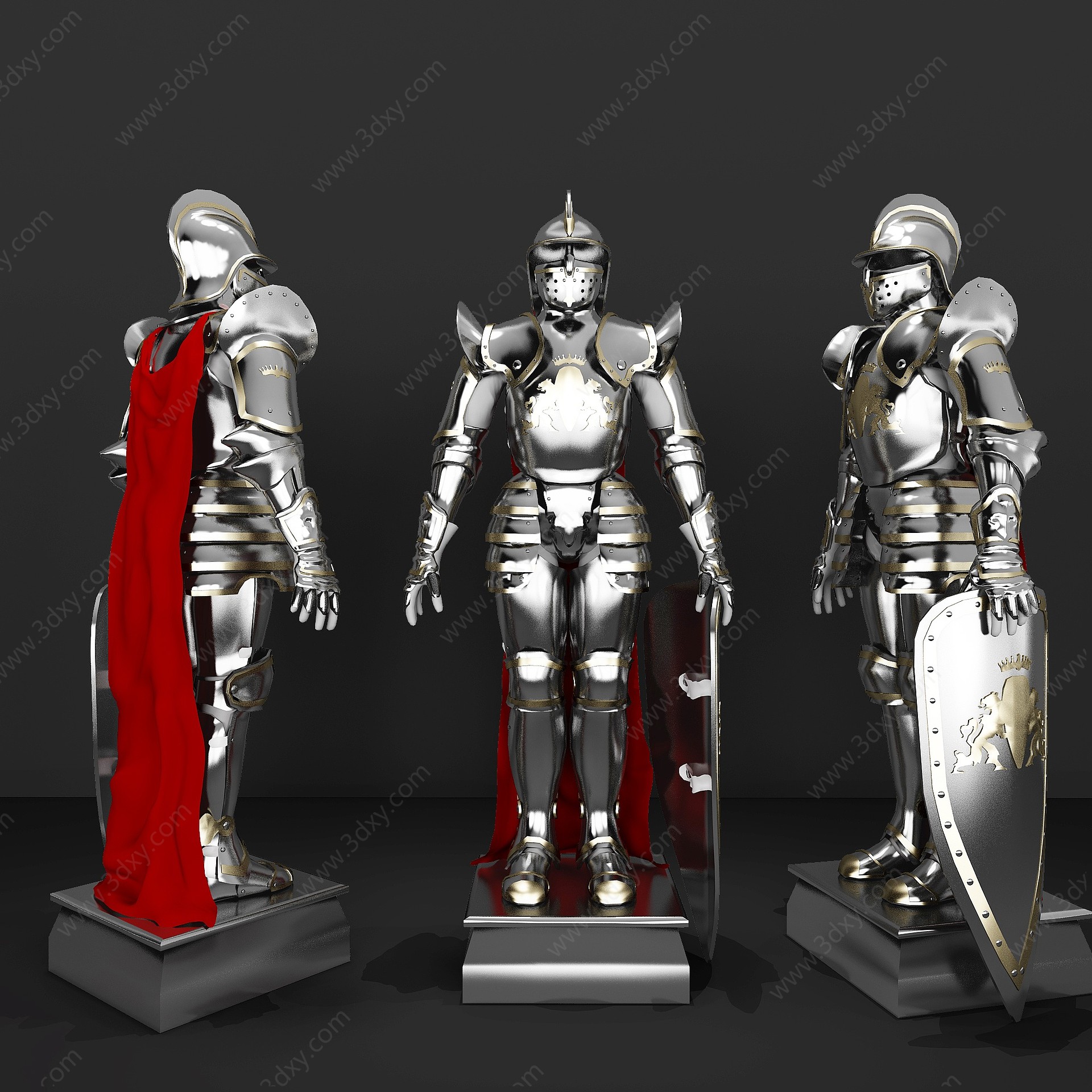 欧式人物铠甲雕塑3D模型