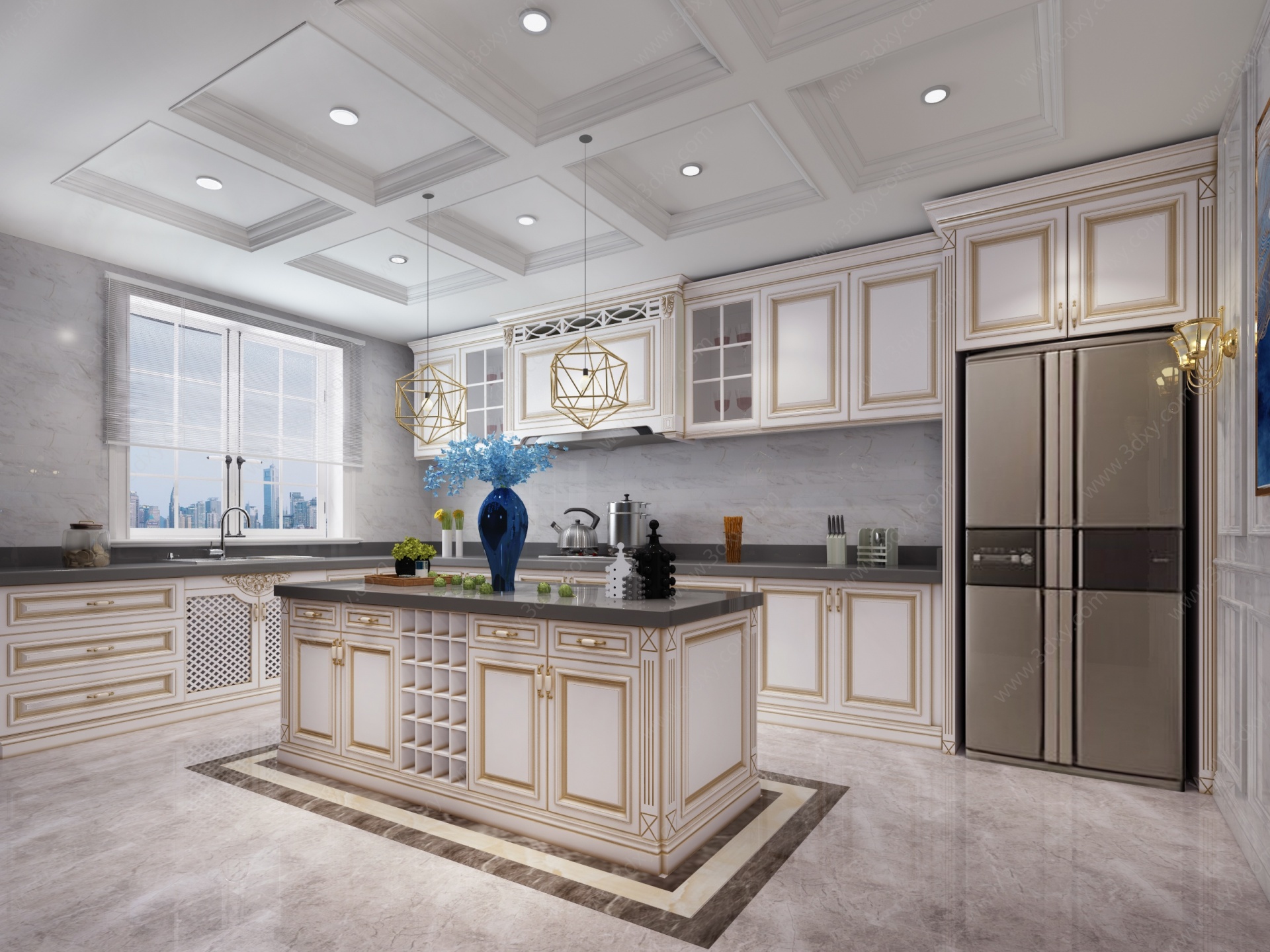 法式厨房橱柜3D模型