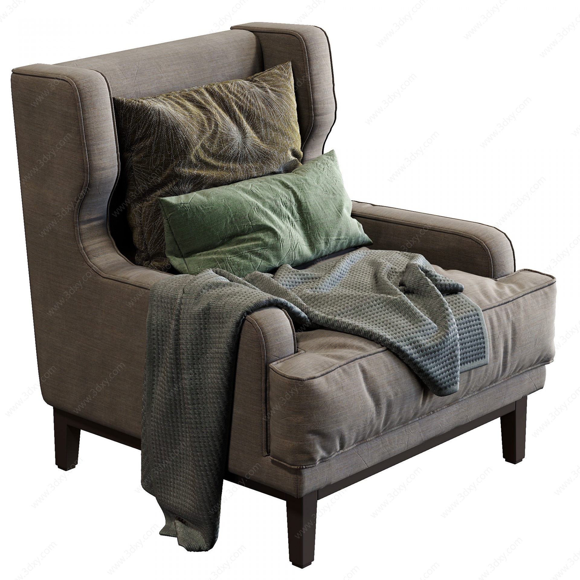 现代皮革单人沙发3D模型