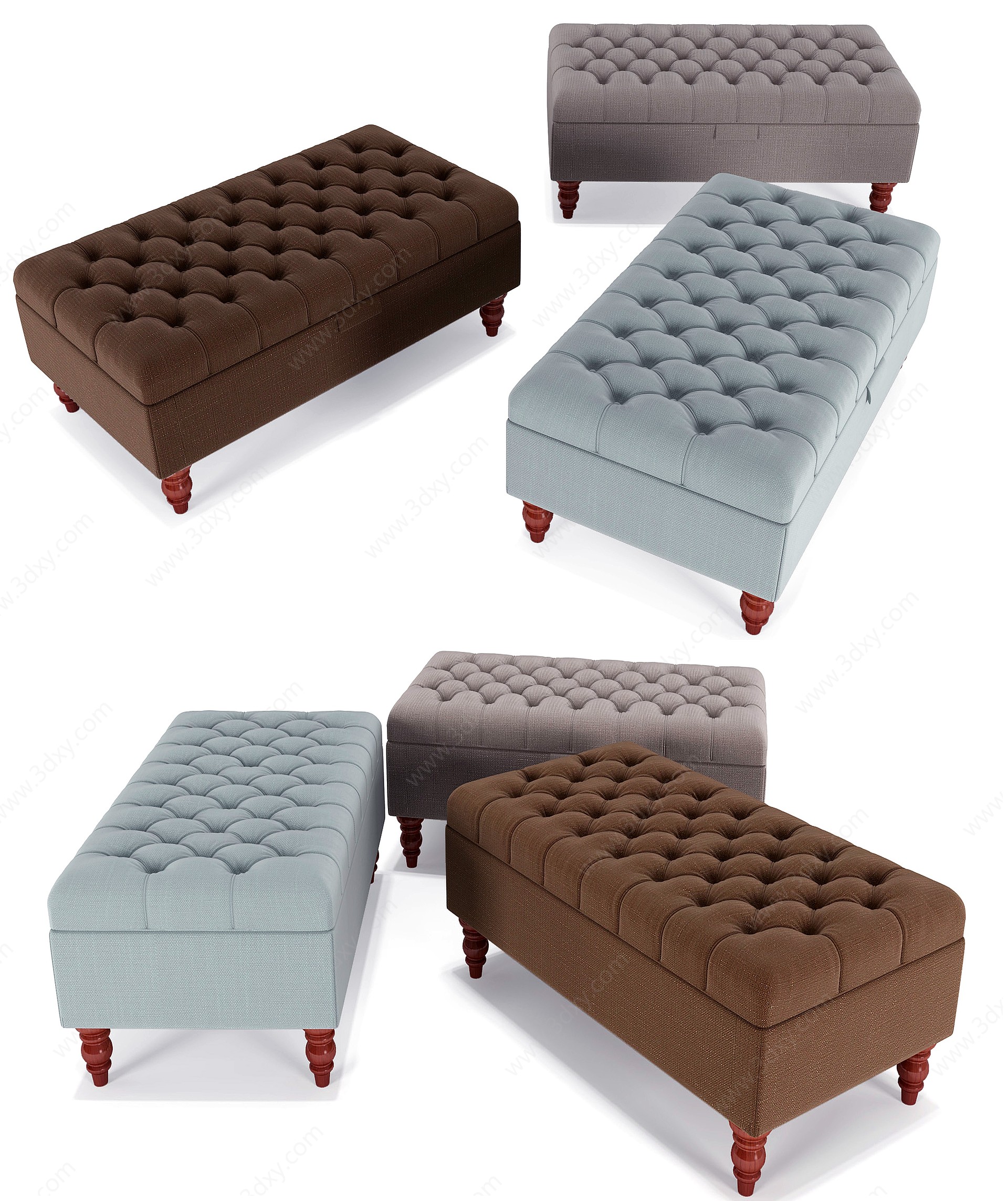 美式沙发凳3D模型