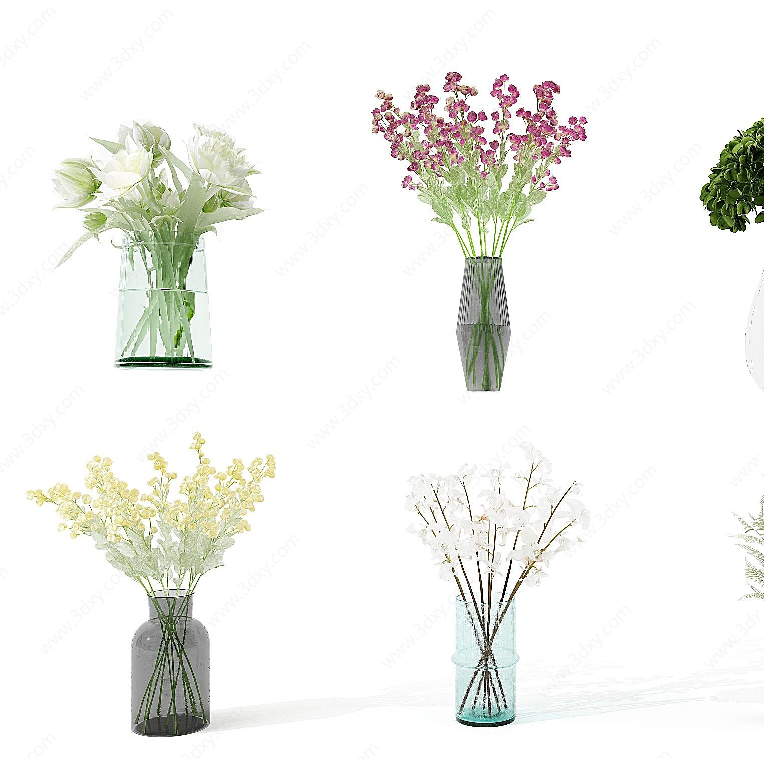 花艺插花玻璃花瓶3D模型