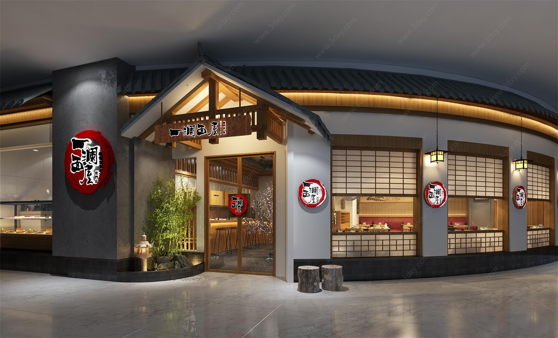 日式火锅店餐厅门头3D模型
