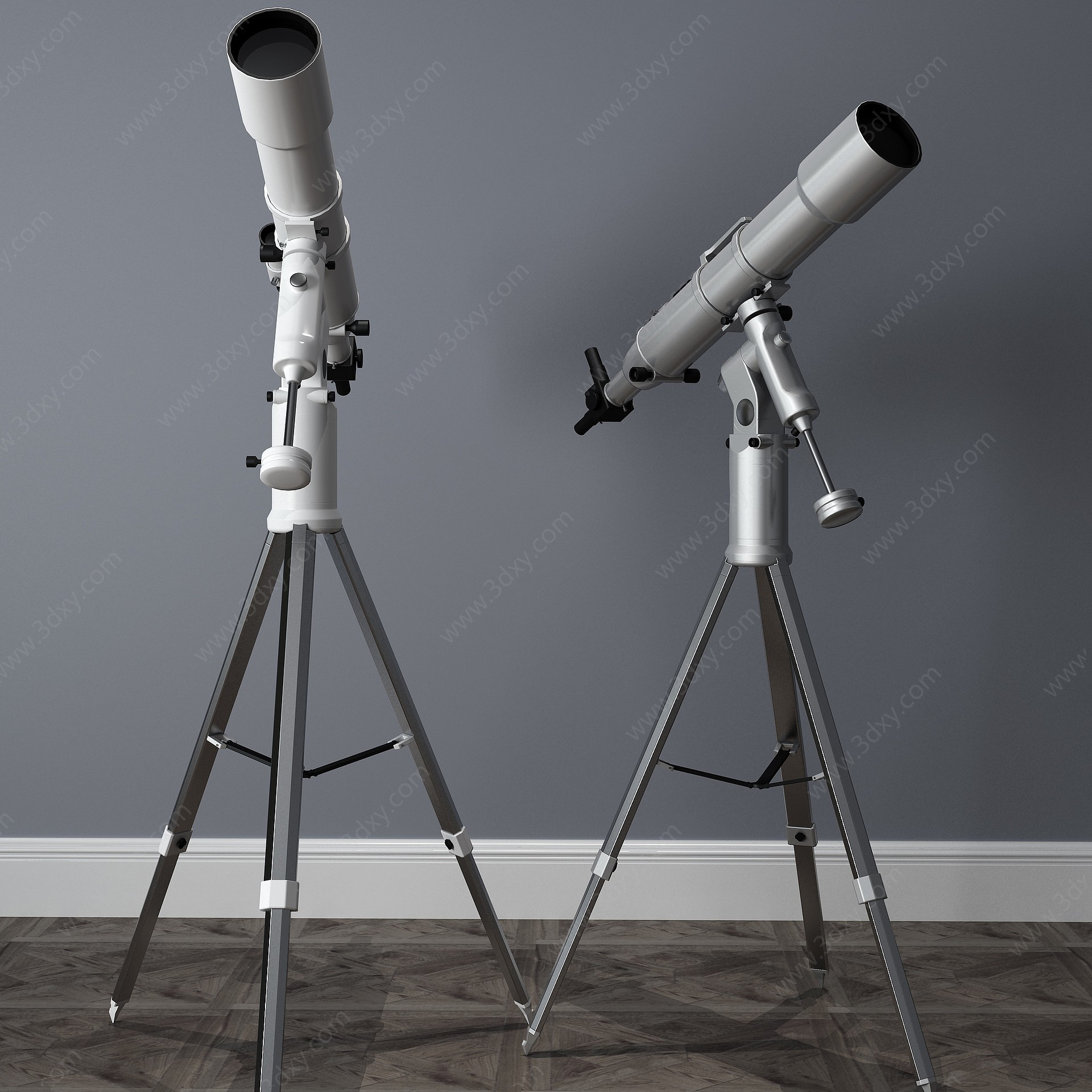现代望远镜天文望远镜3D模型