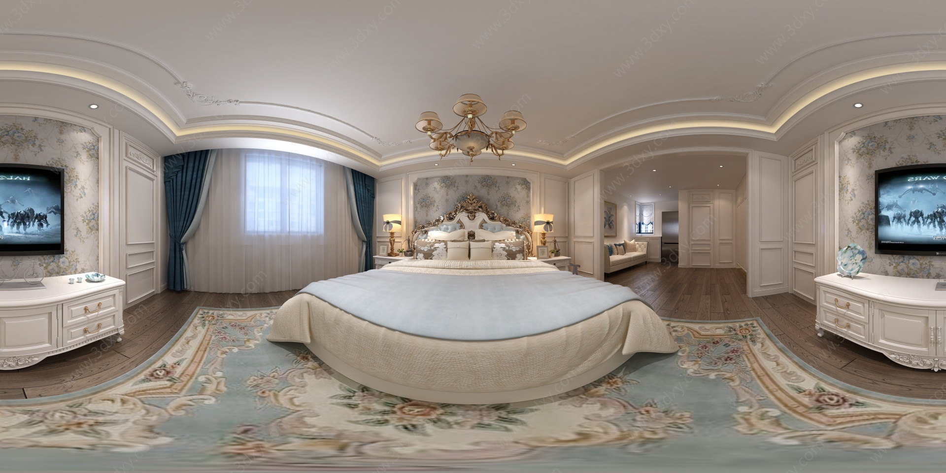 欧式古典法式卧室3D模型
