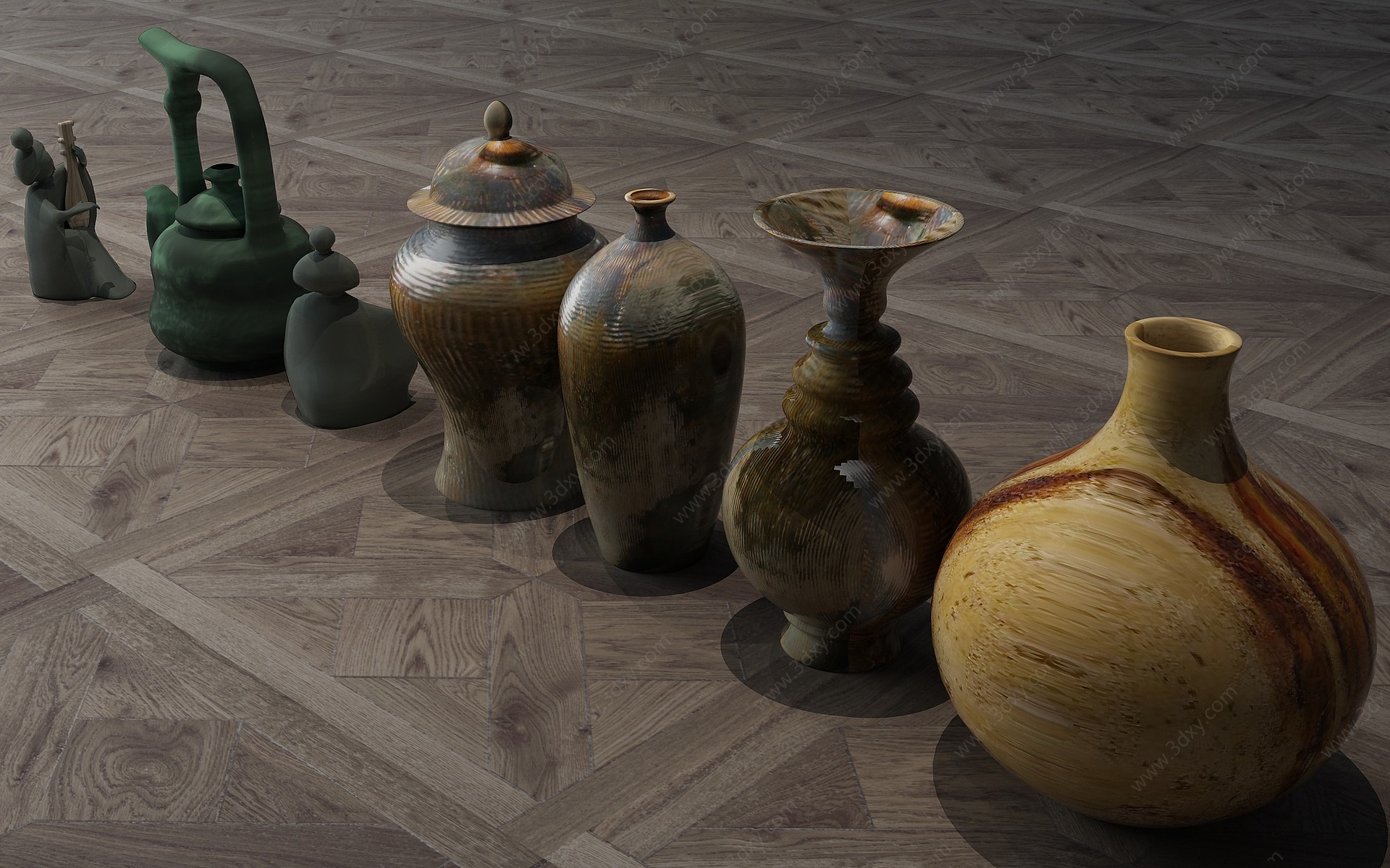 中式陶瓷器皿古董3D模型