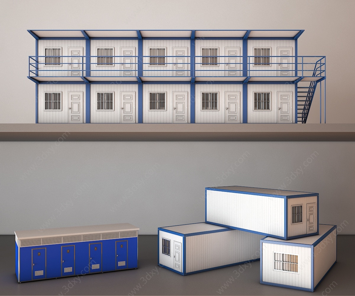 现代移动房集装箱房3D模型