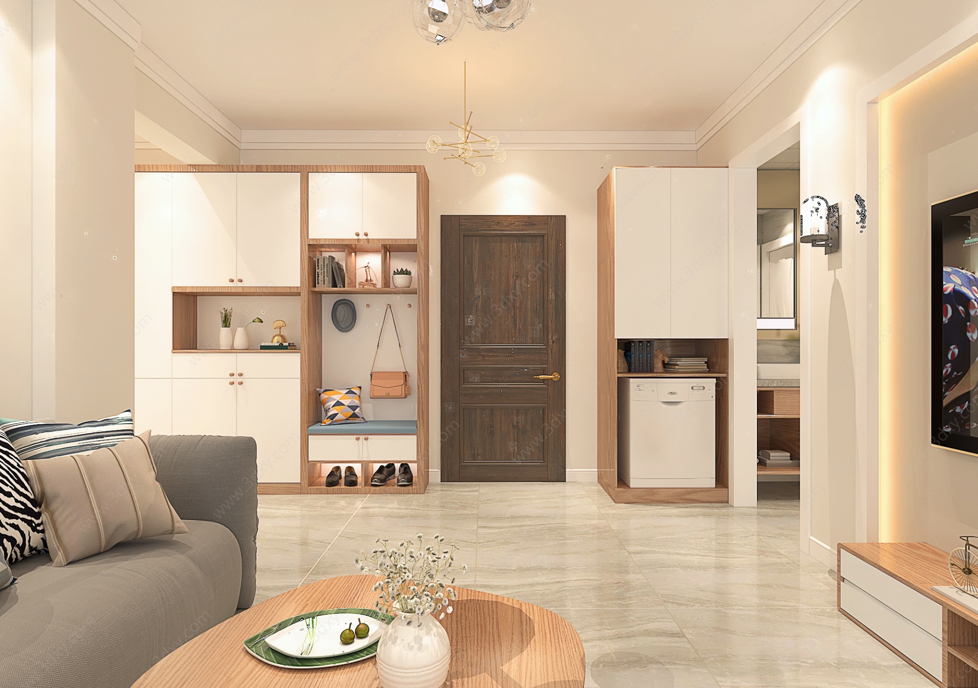 北欧客厅厨房门厅柜子3D模型