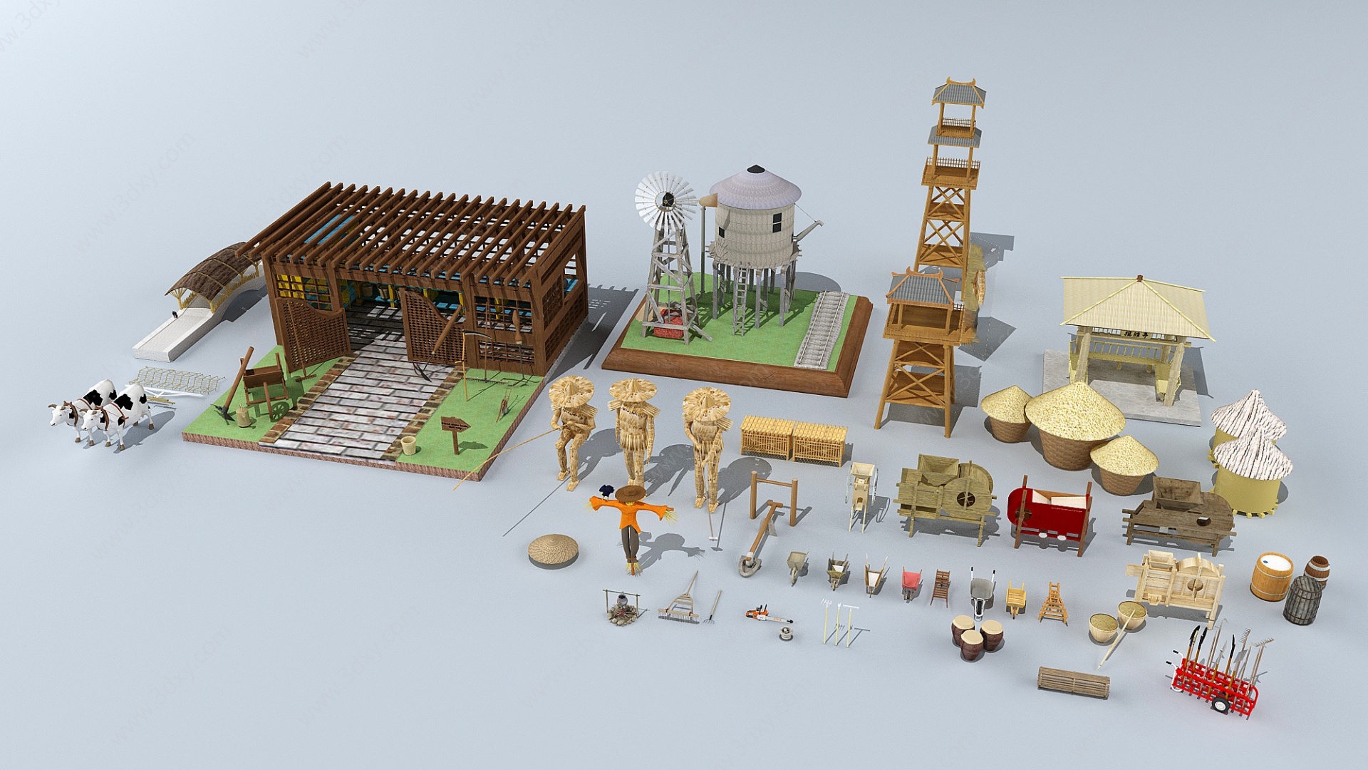 新中式农村民宿3D模型