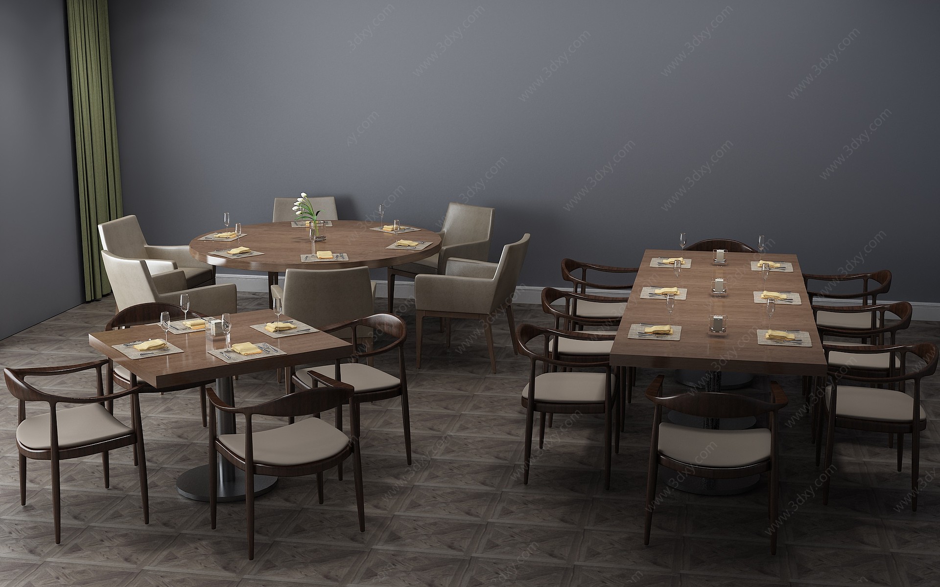 中式餐桌餐桌椅饭桌咖啡桌3D模型