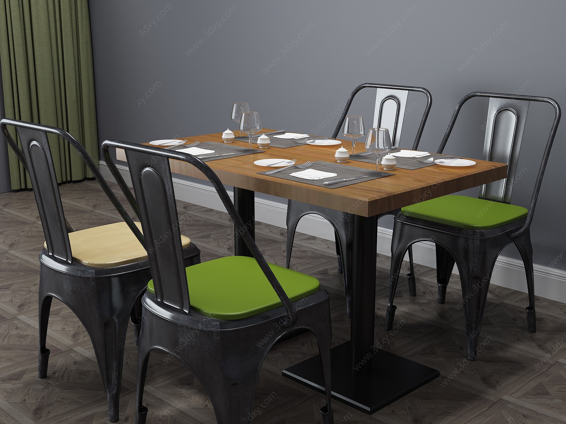现代餐桌餐桌椅饭桌咖啡桌3D模型