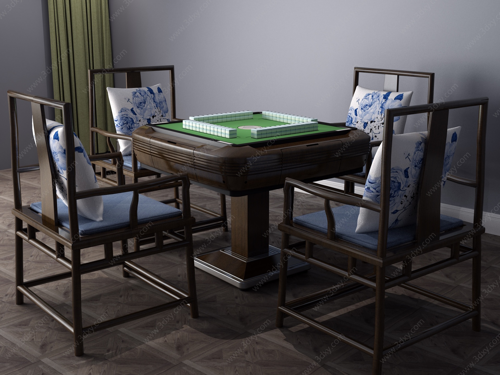 中式休闲桌娱乐桌麻将桌3D模型