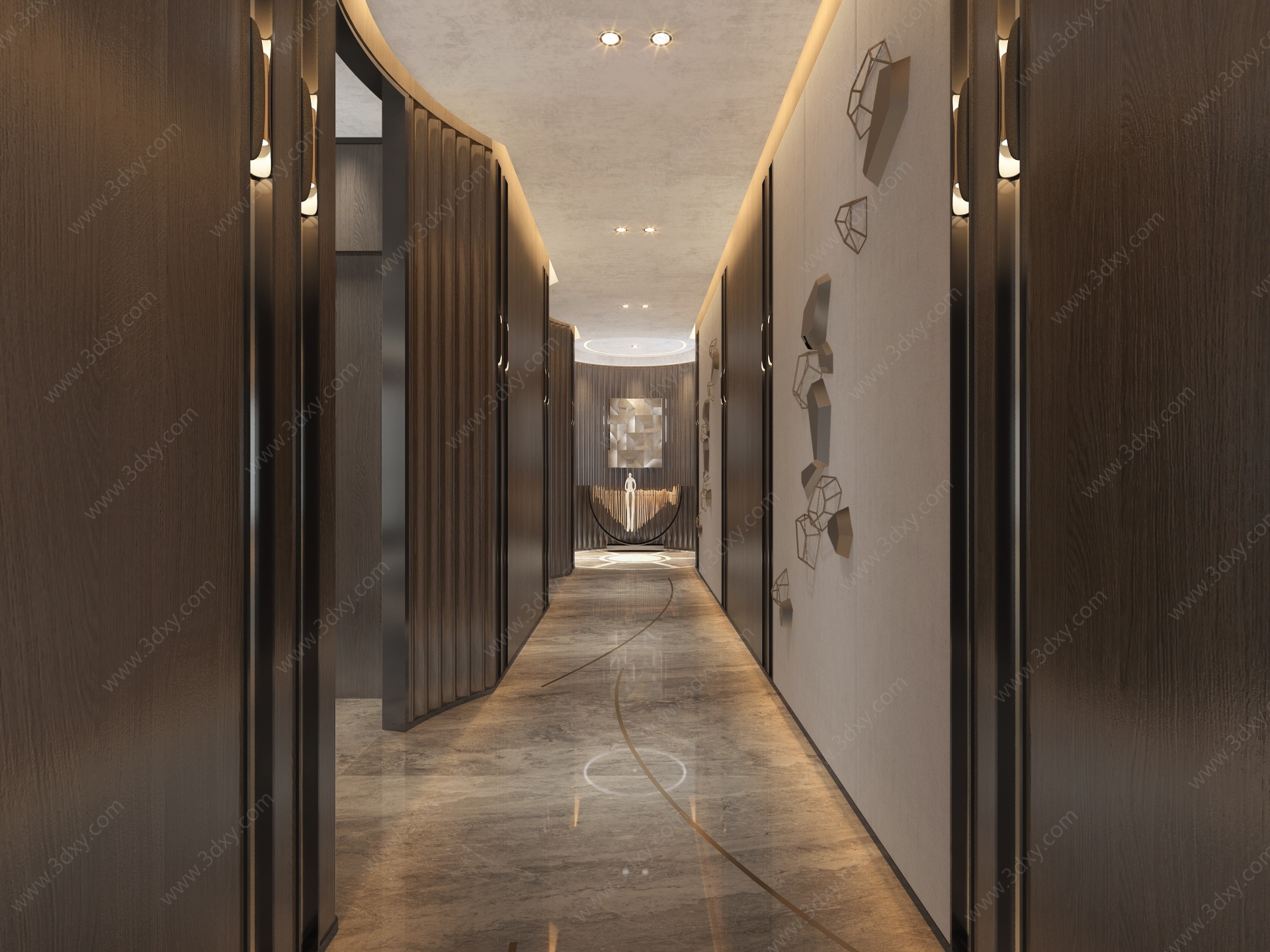 新中式酒店走廊3D模型