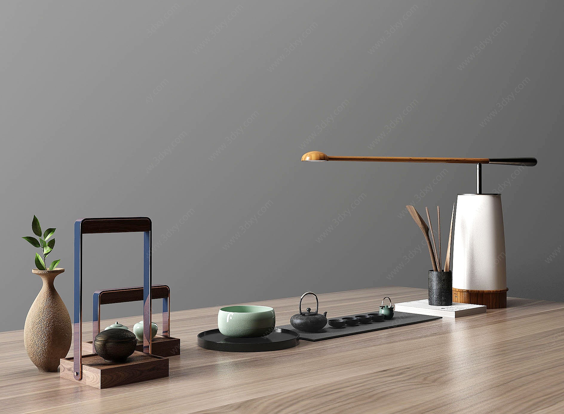 茶具摆件台灯饰品3D模型