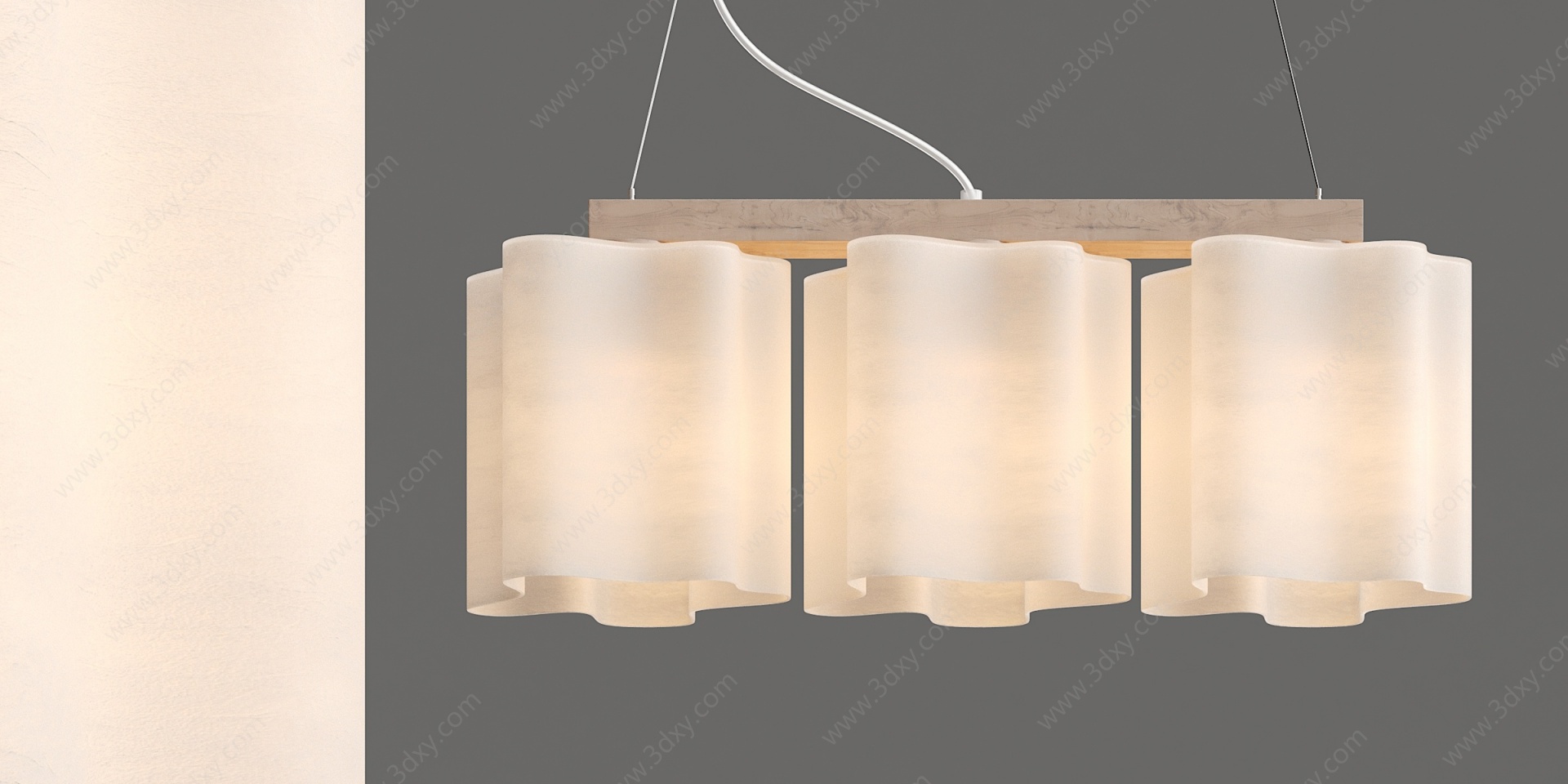 新中式中式实木灯笼吊灯3D模型