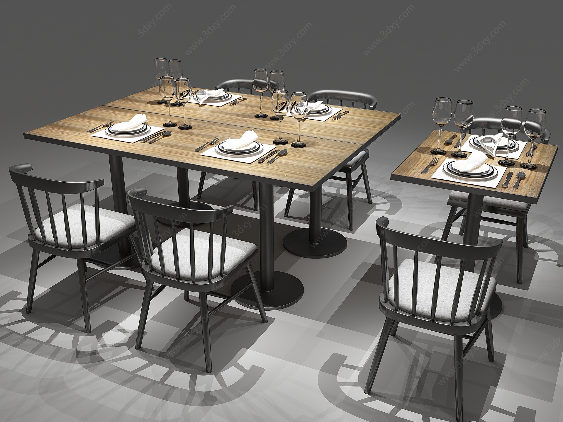 工业风餐桌餐桌椅3D模型