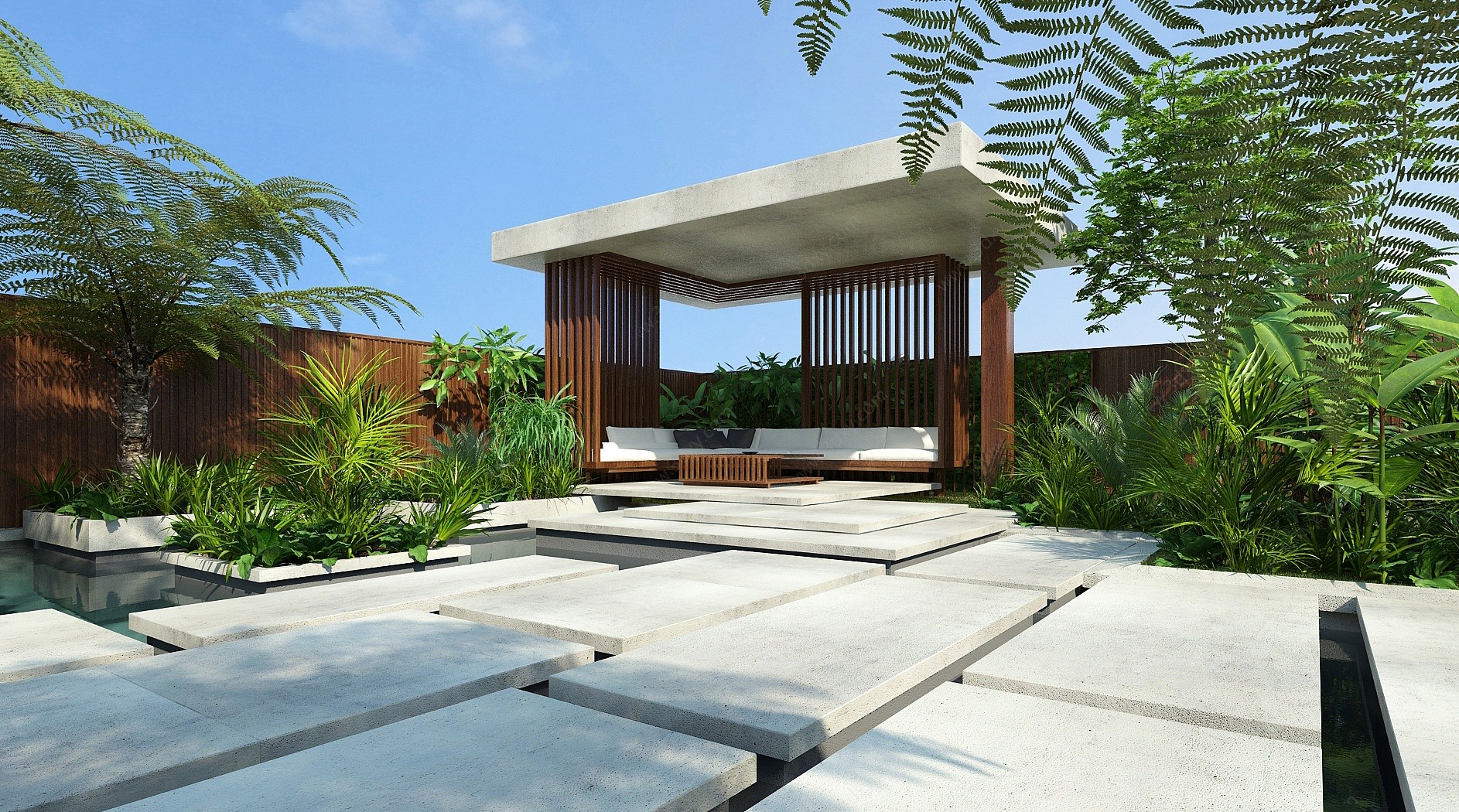 中式中庭中式庭院花园露台3D模型
