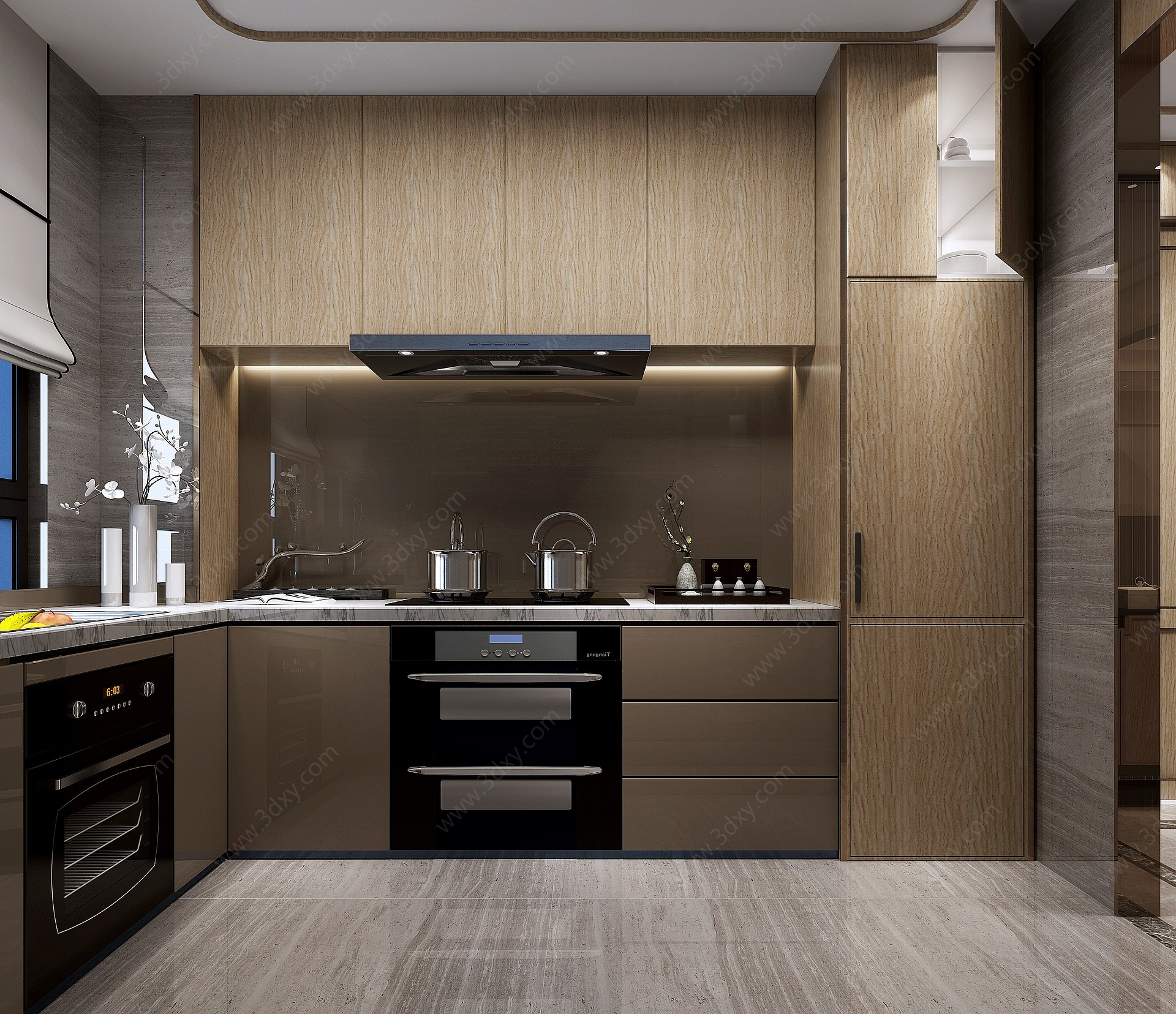 现代厨房集成冰箱消毒柜3D模型