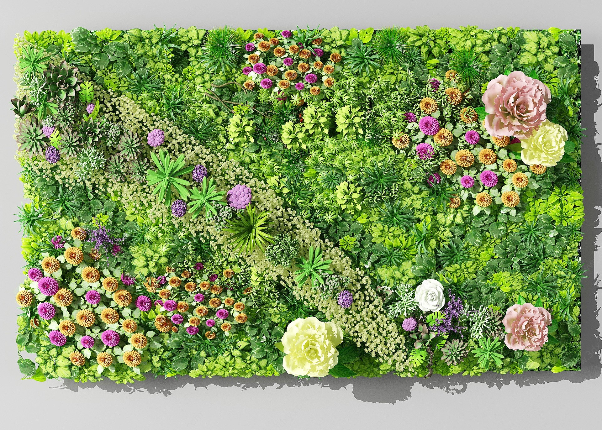现代植物墙绿植墙3D模型