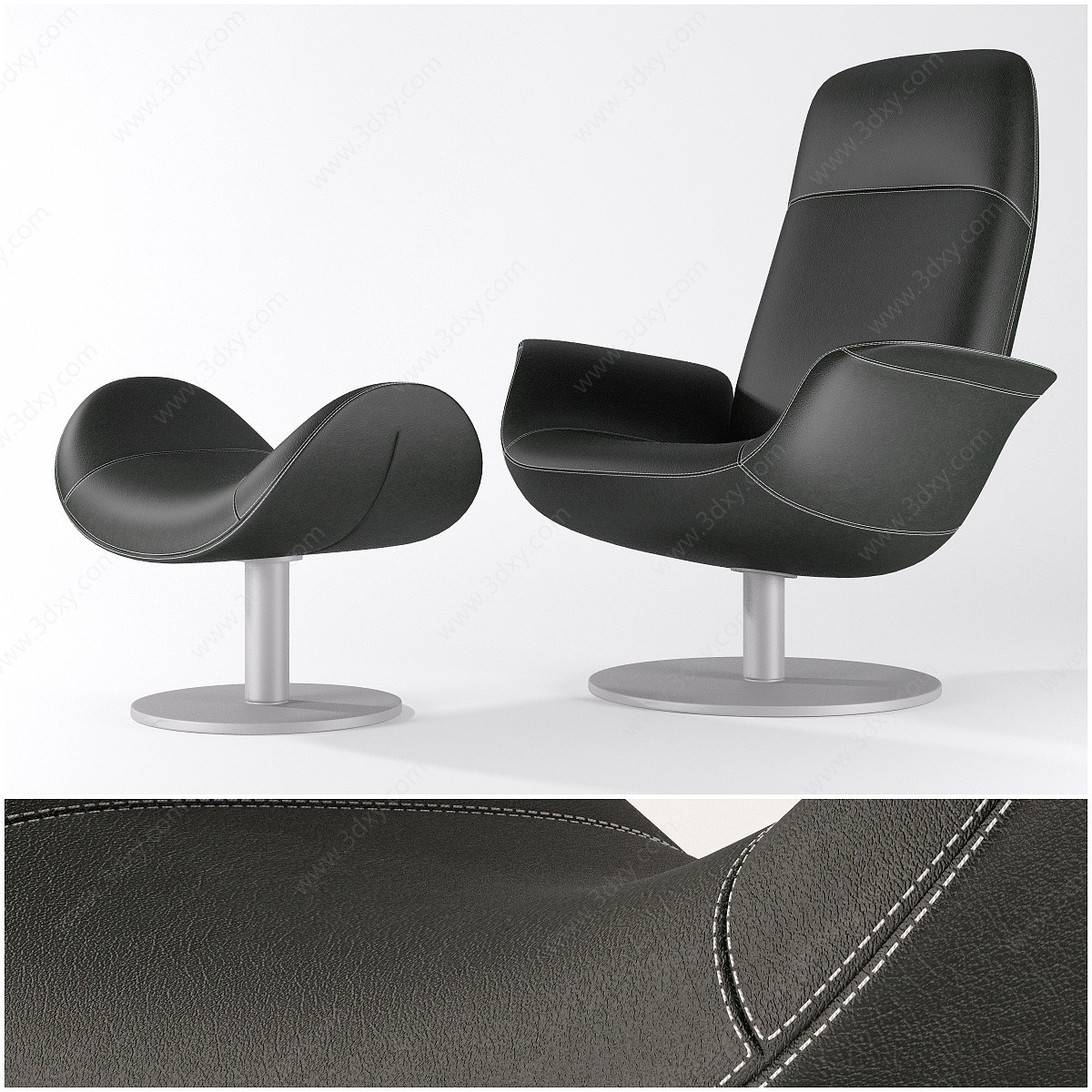 现代椅子休闲椅皮椅躺椅3D模型