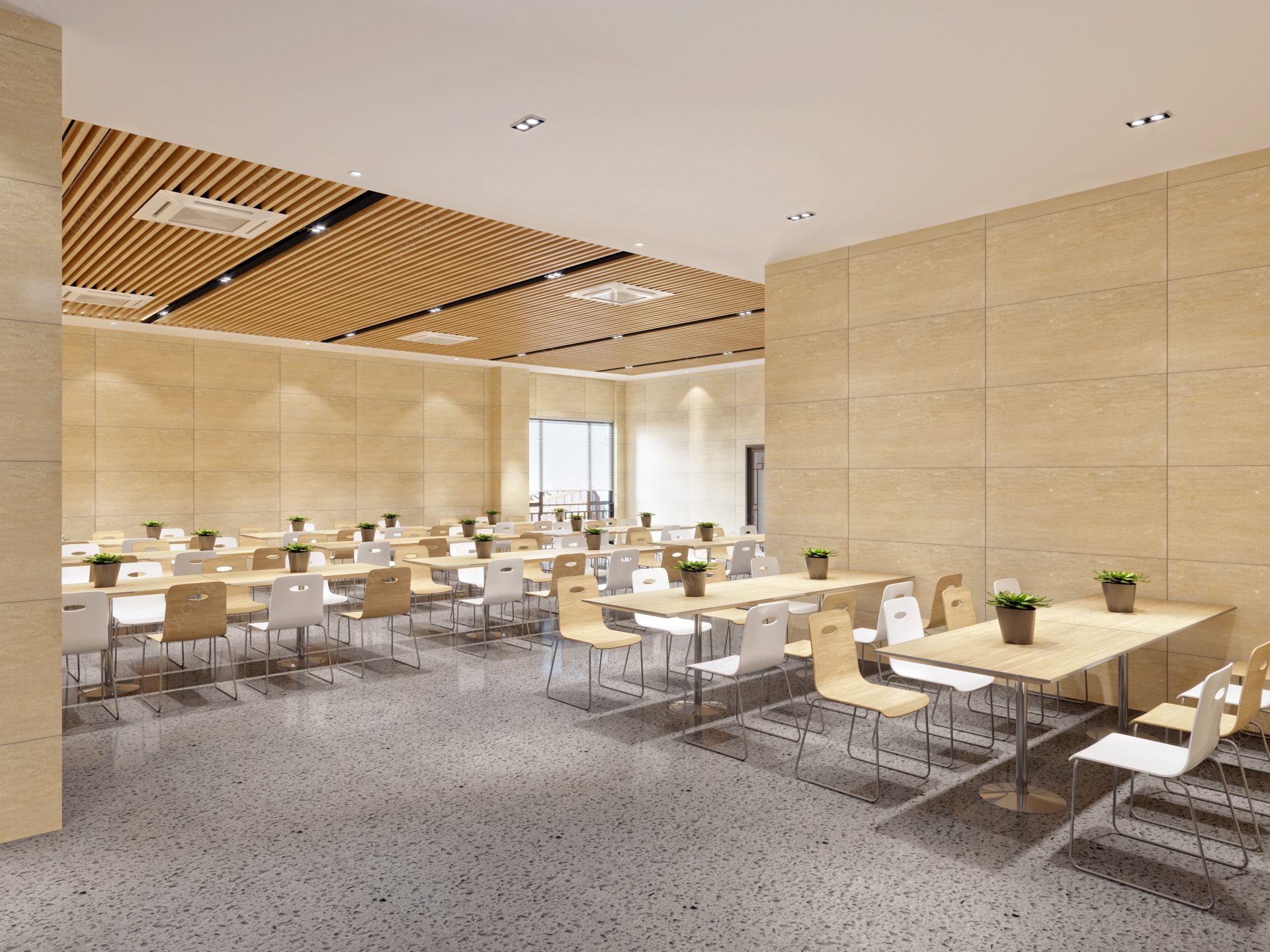 现代食堂餐饮空间3D模型
