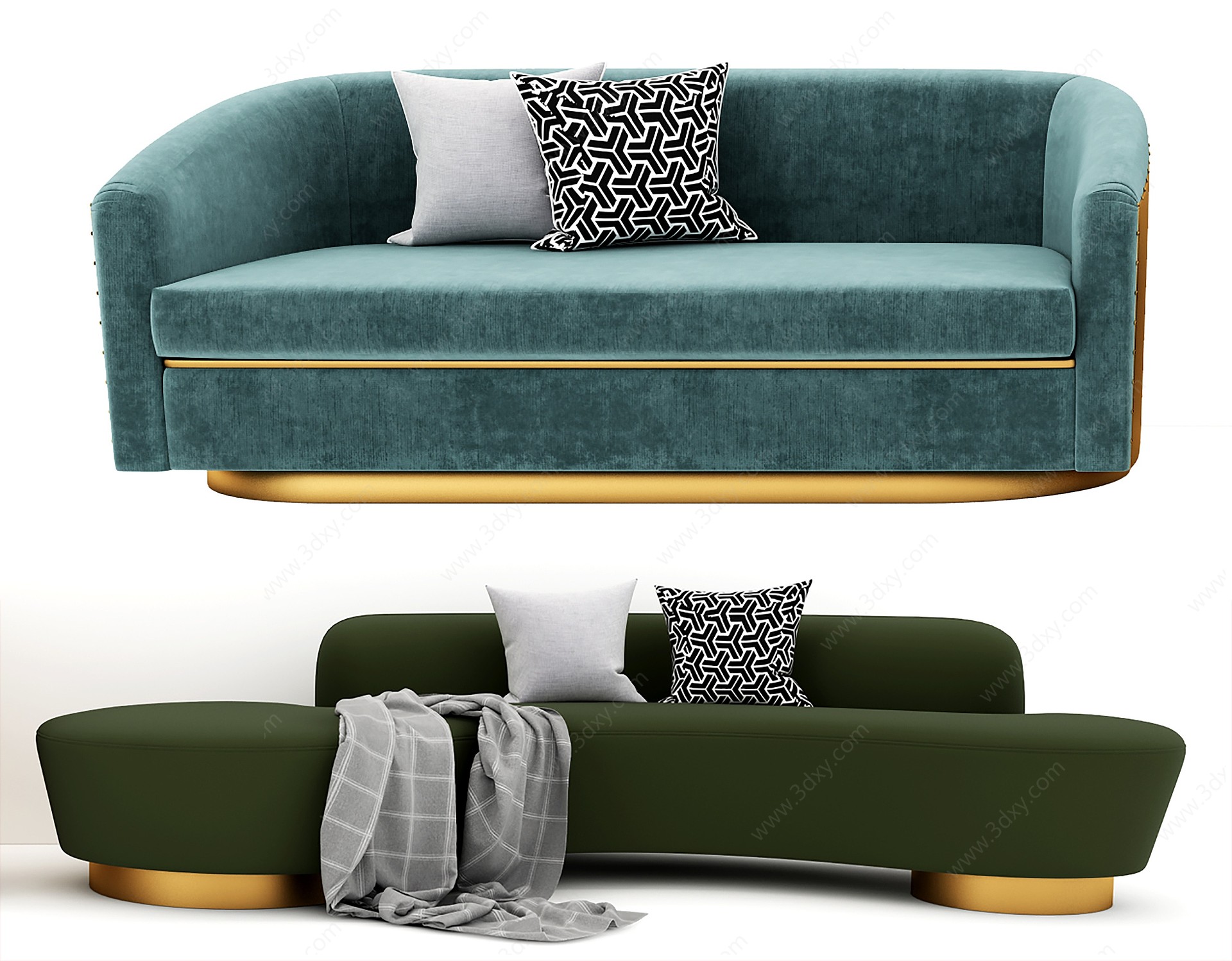 新古典现代沙发组合3D模型