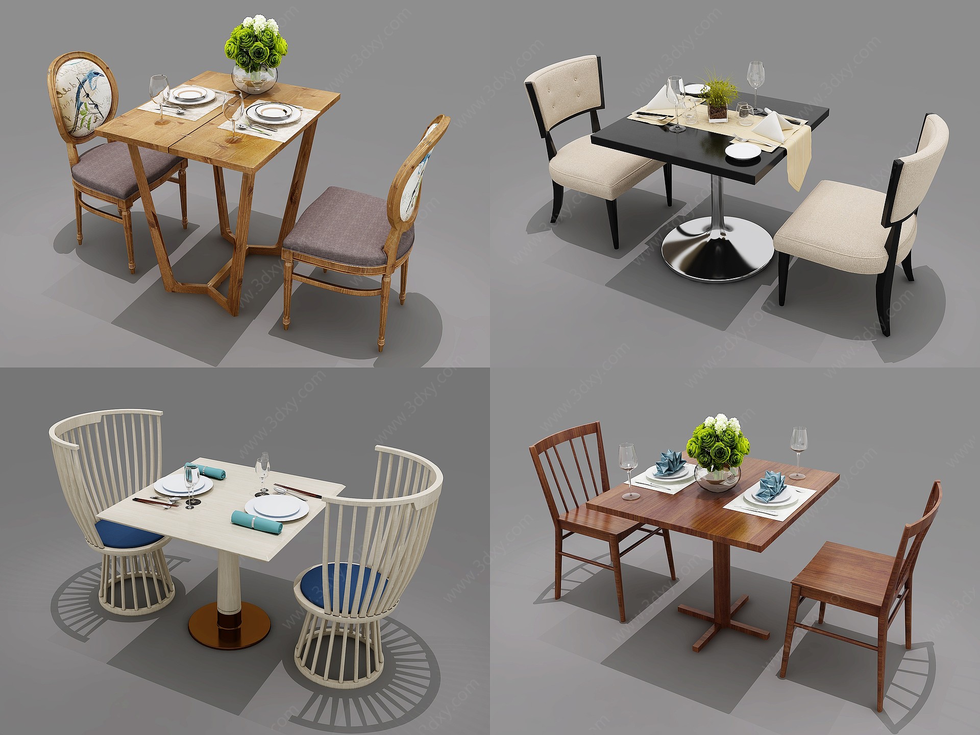 北欧现代北欧餐桌椅组合3D模型
