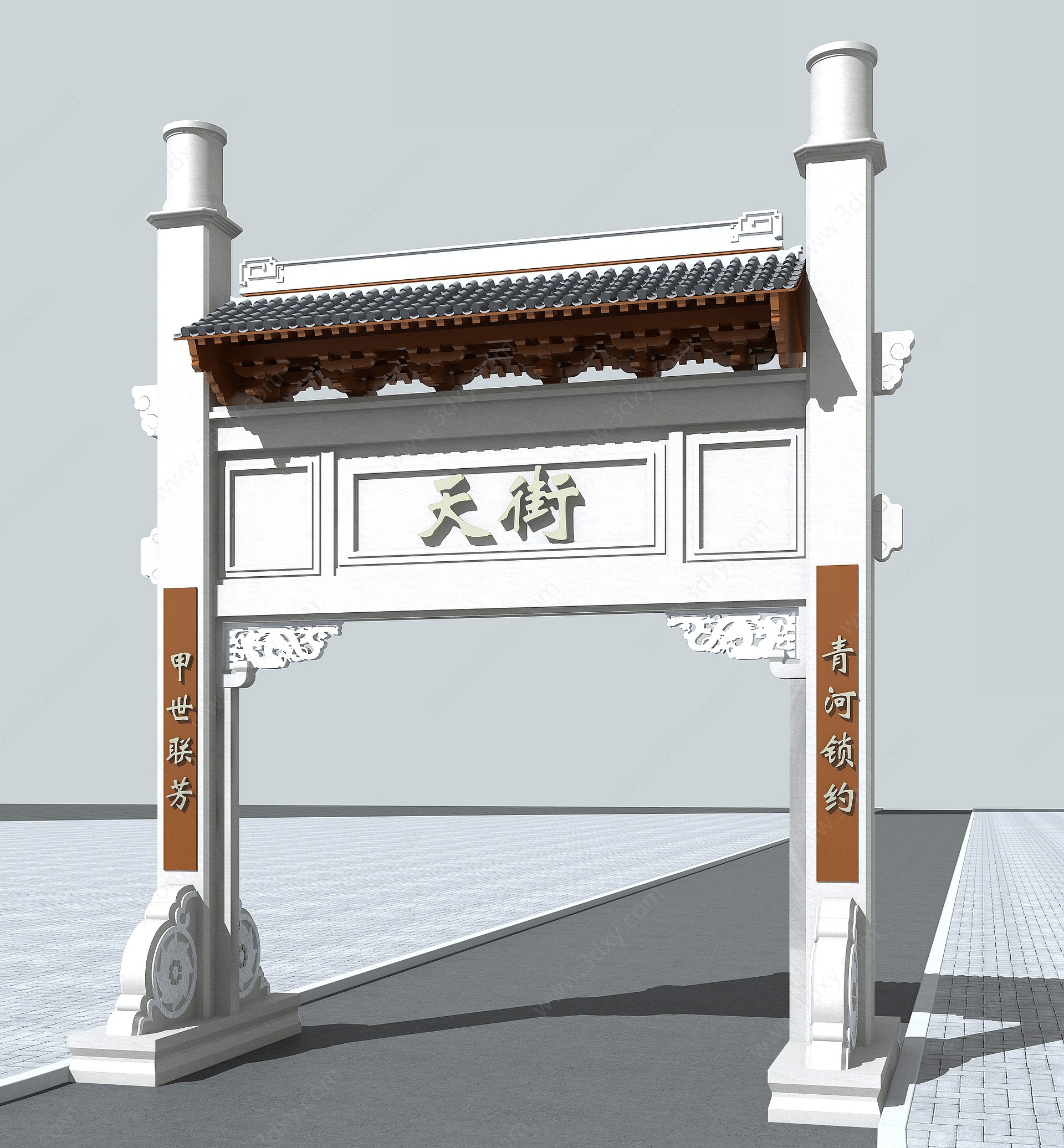 中式古建牌楼3D模型