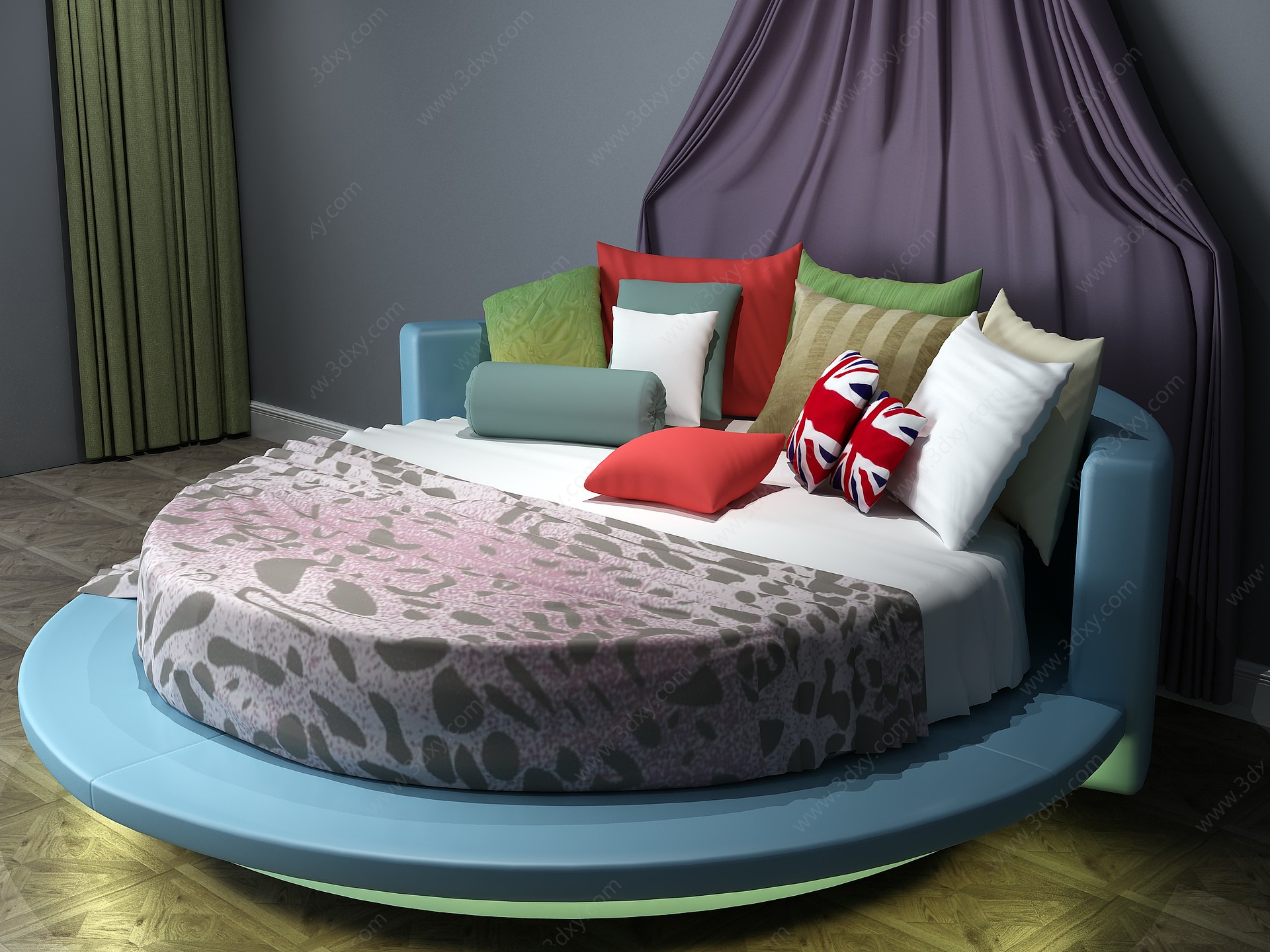 现代圆床情趣床3D模型