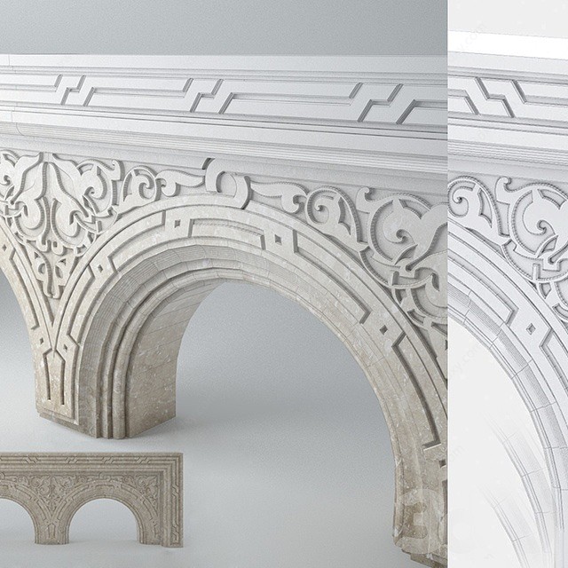 欧式法式拱形雕花3D模型