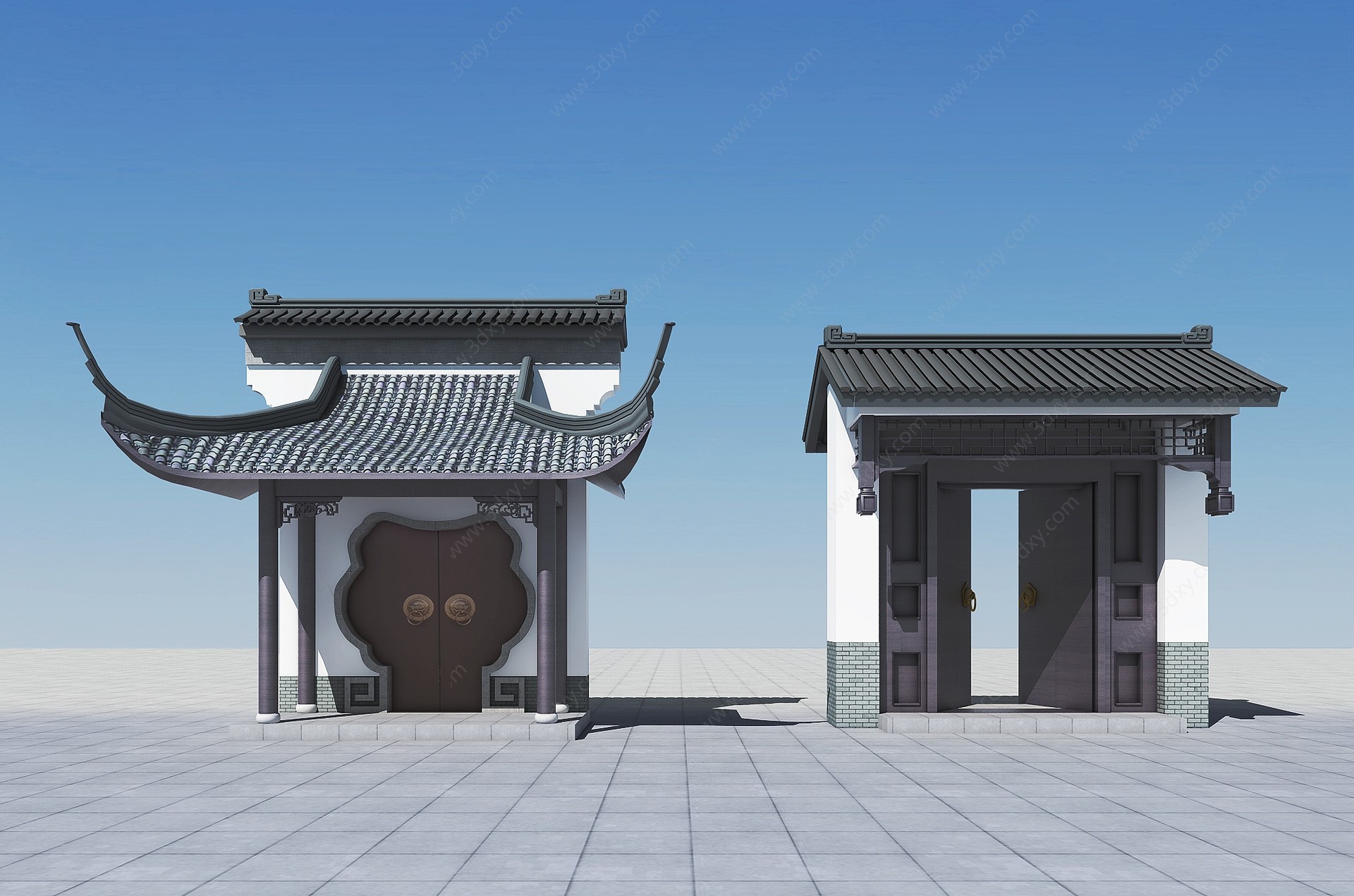 中式古典大门3D模型