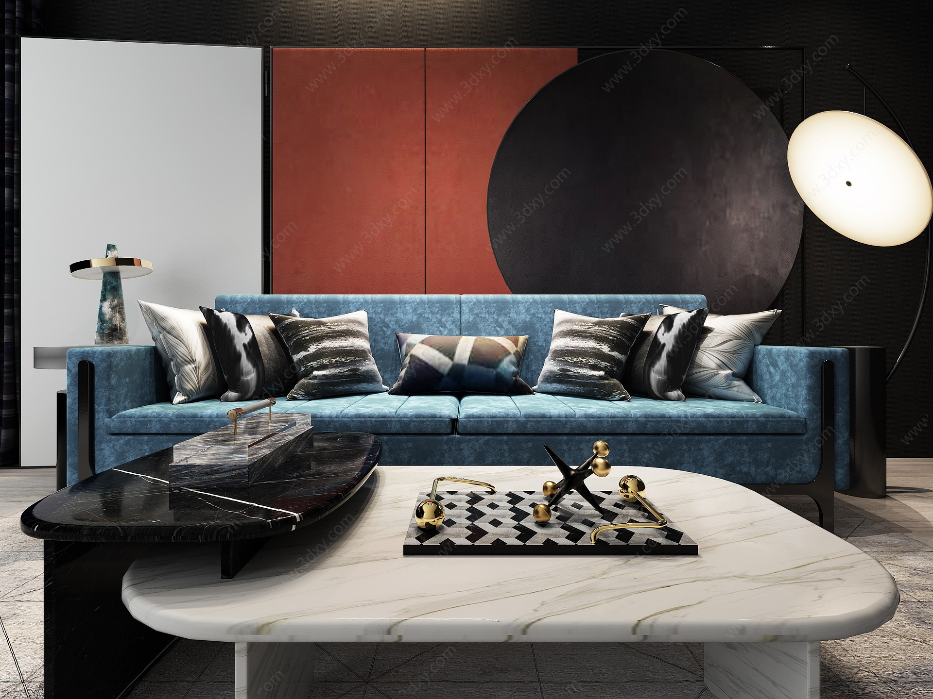 现代沙发茶几组合客厅3D模型