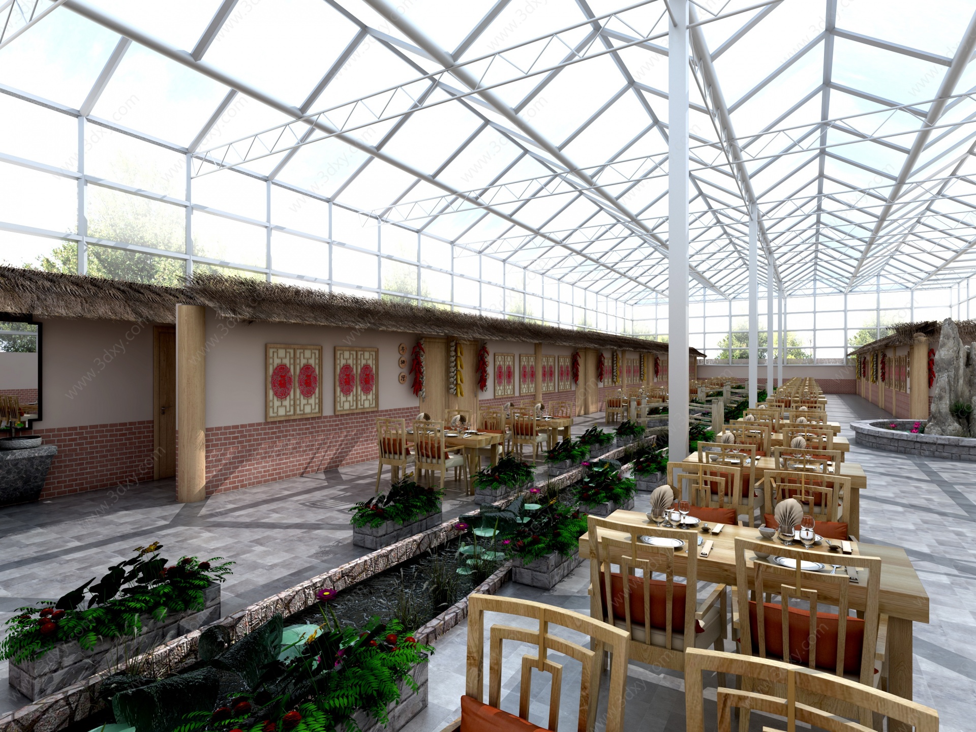 农家乐小水池农家乐餐厅3D模型