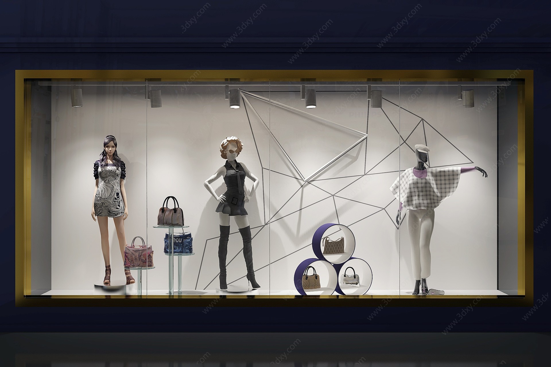 现代商场女装服装店橱窗3D模型