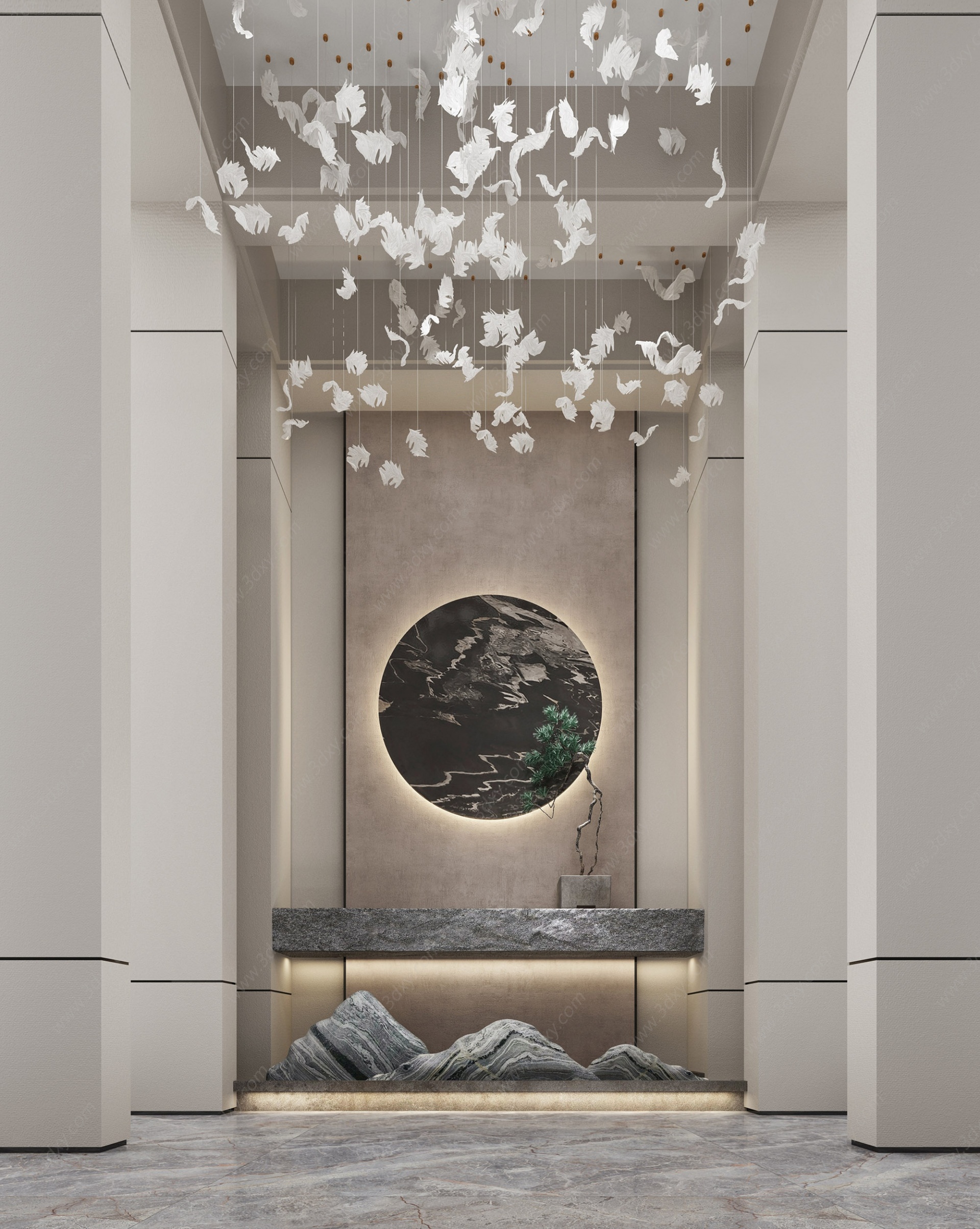新中式玄关走廊3D模型