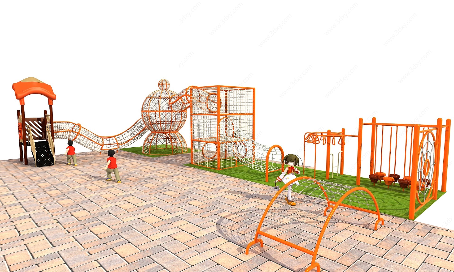 攀爬网龙儿童攀爬乐园3D模型
