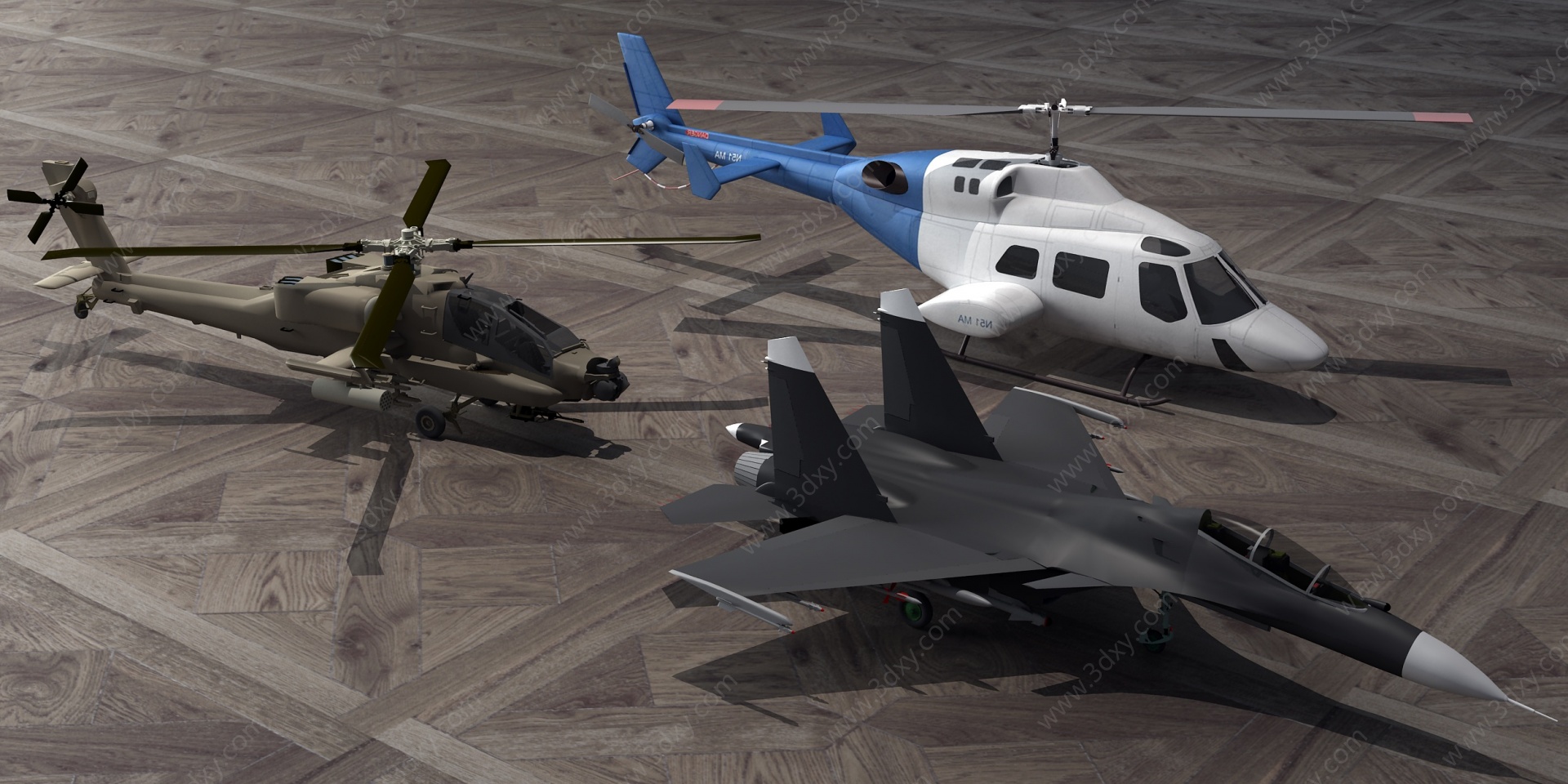 现代玩具飞机直升机3D模型