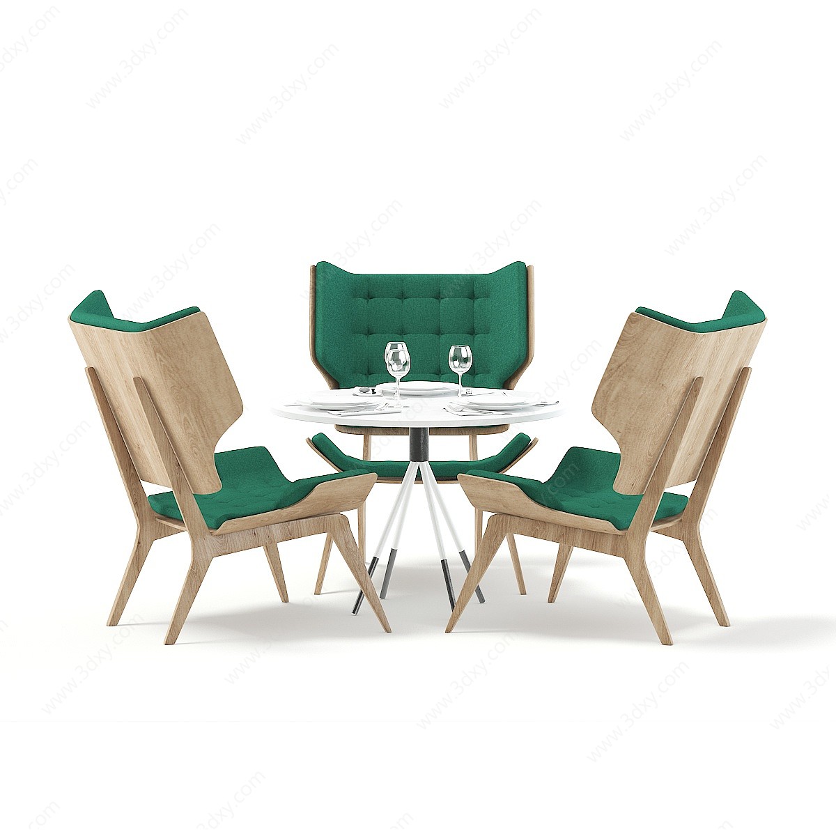 简欧餐桌椅组合3D模型