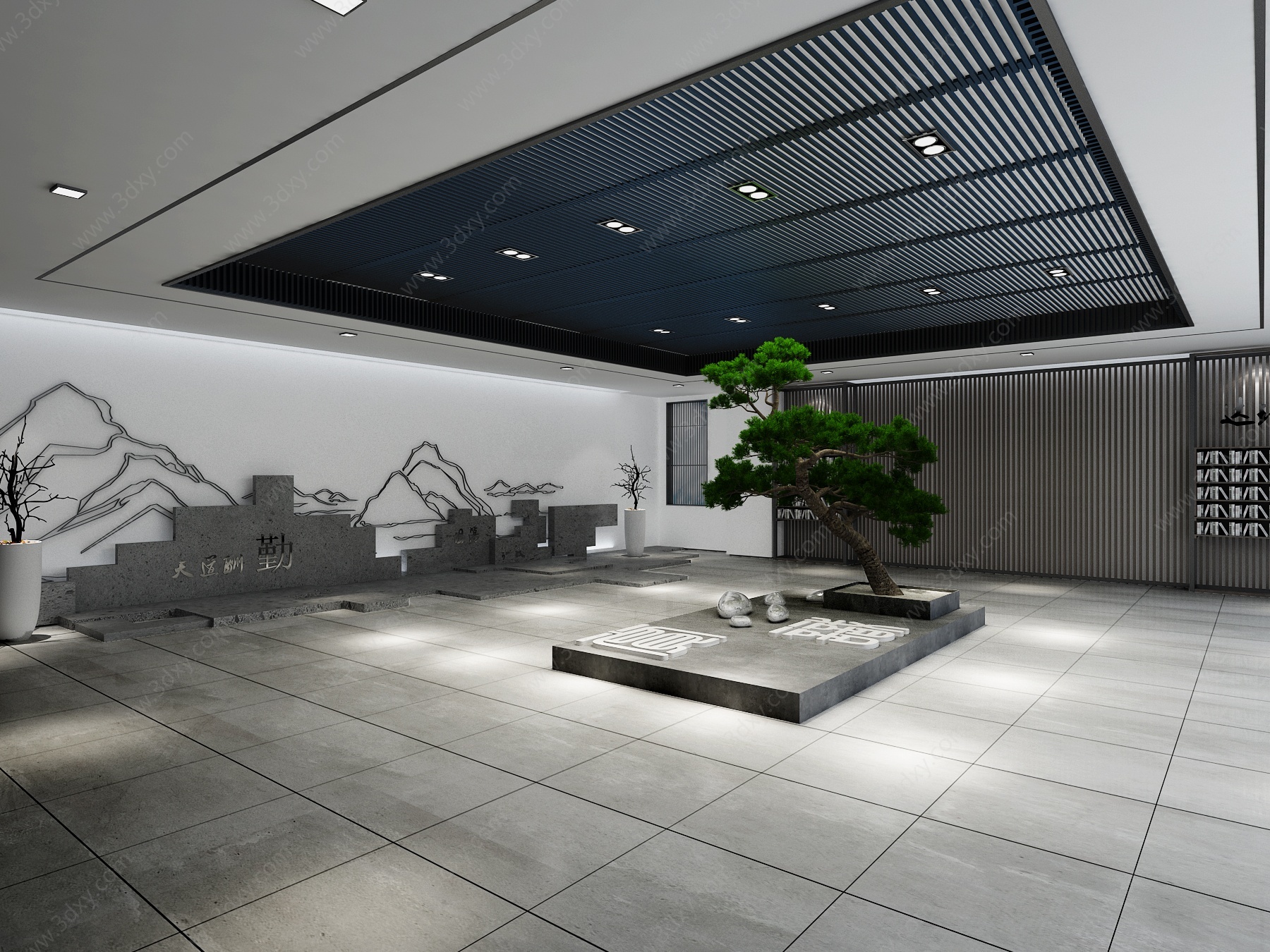 新中式学校大厅3D模型