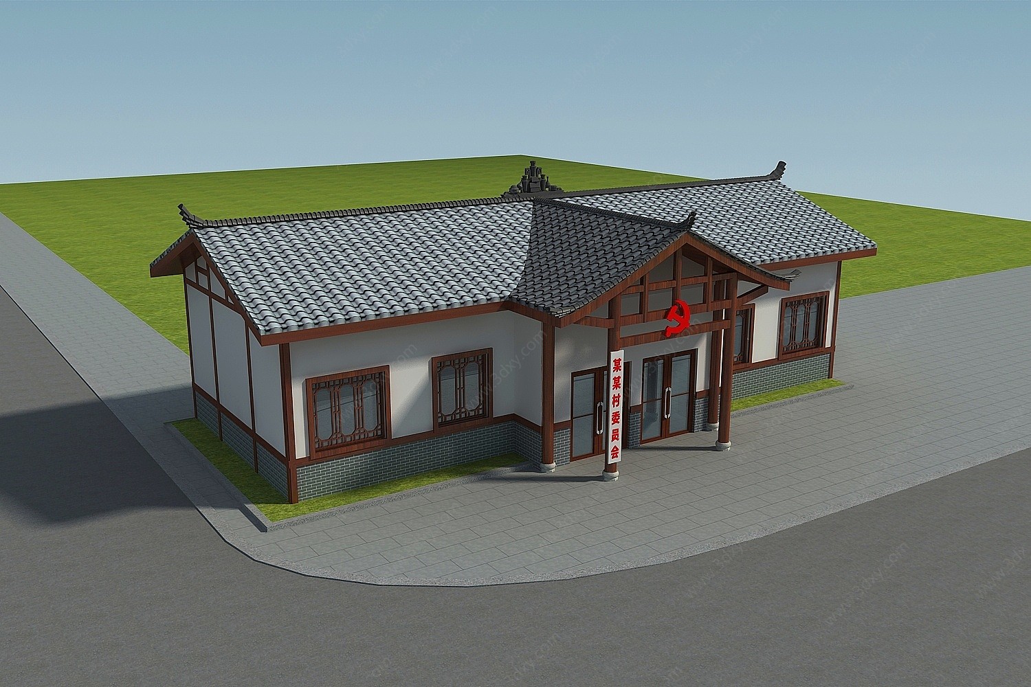 中式古建筑办公楼写字楼3D模型