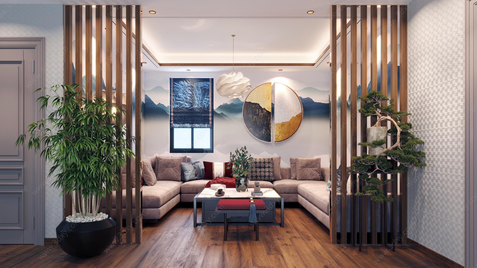 新中式客厅沙发装饰品3D模型